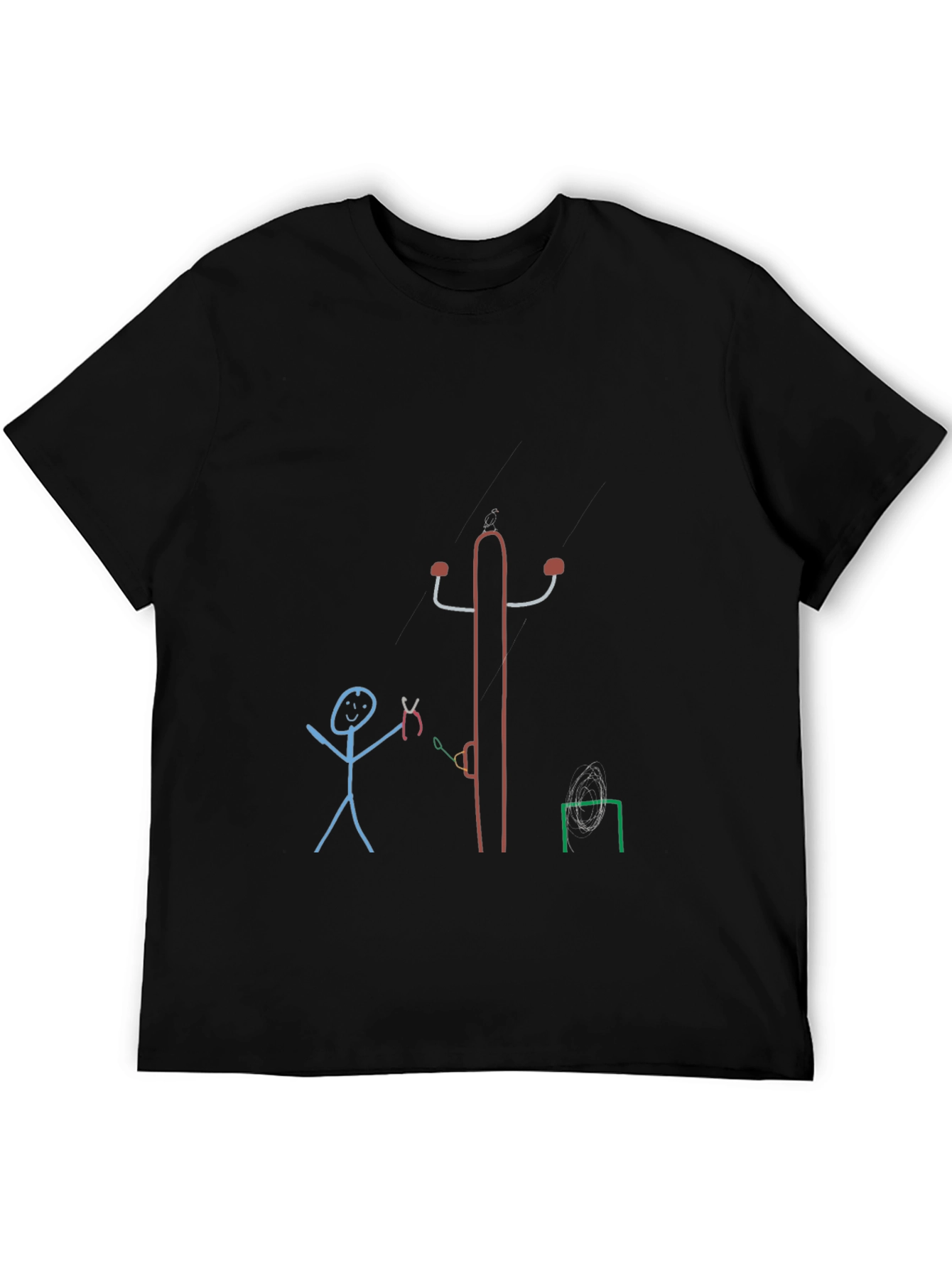 Black Novelty Stick Figure Design T-Shirt view 5