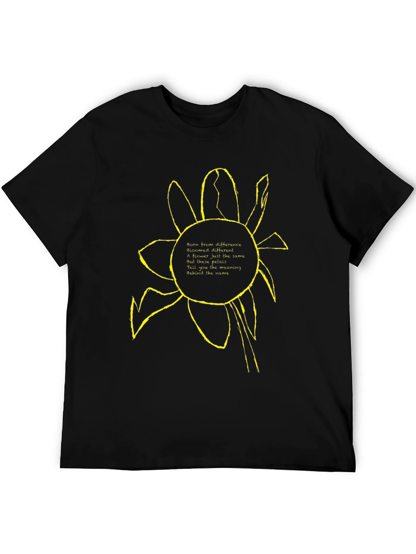 Unique Flower Graphic Black T-Shirt - 5