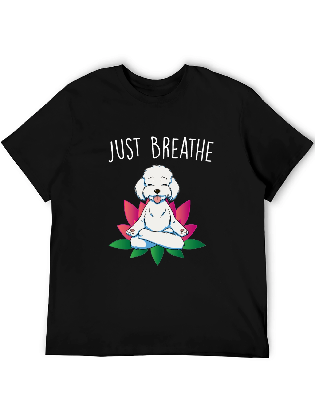 Black Just Breathe Dog Meditation T-Shirt view 5