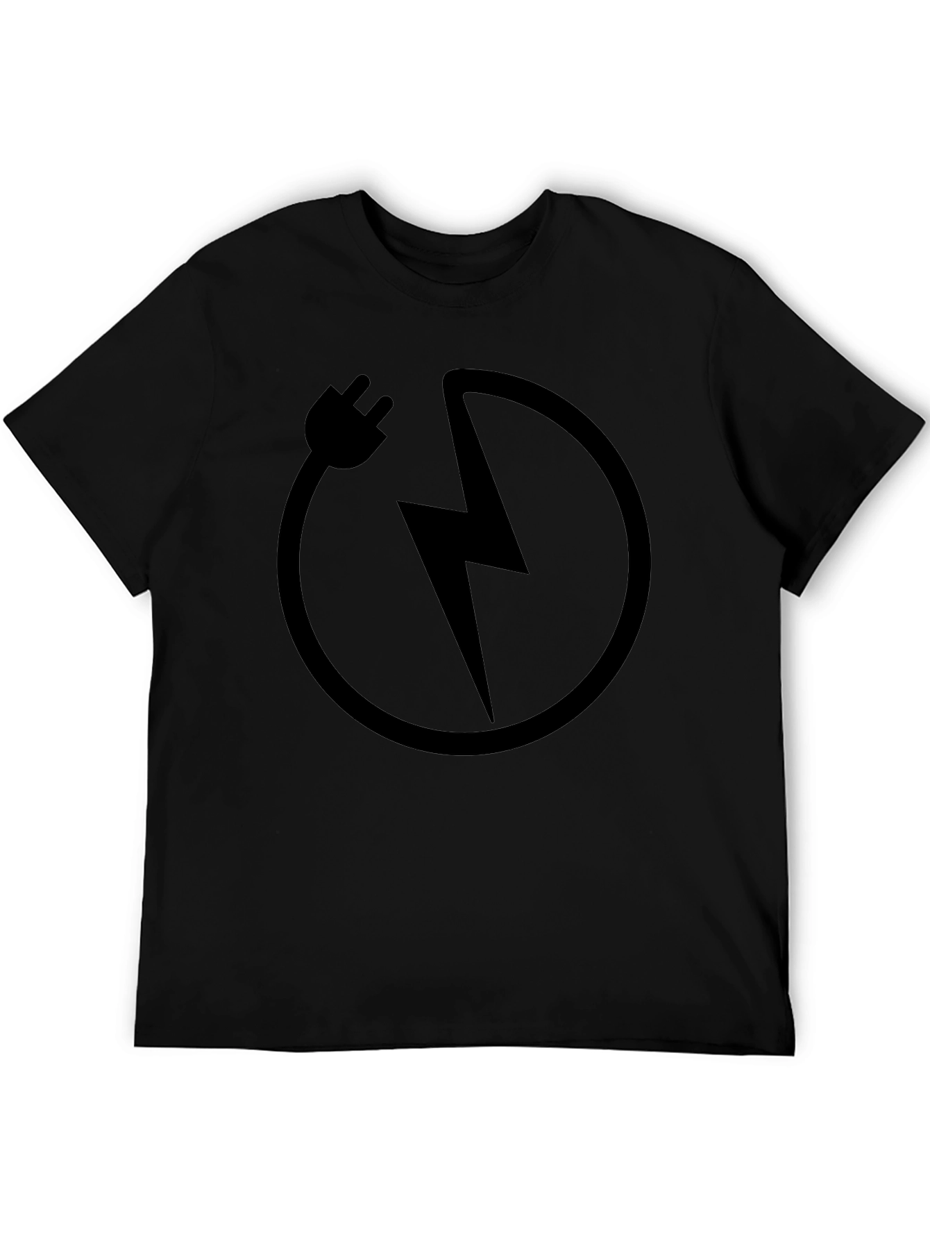 Black Electric Bolt Graphic Tee - Stylish Black Cotton T-Shirt view 5