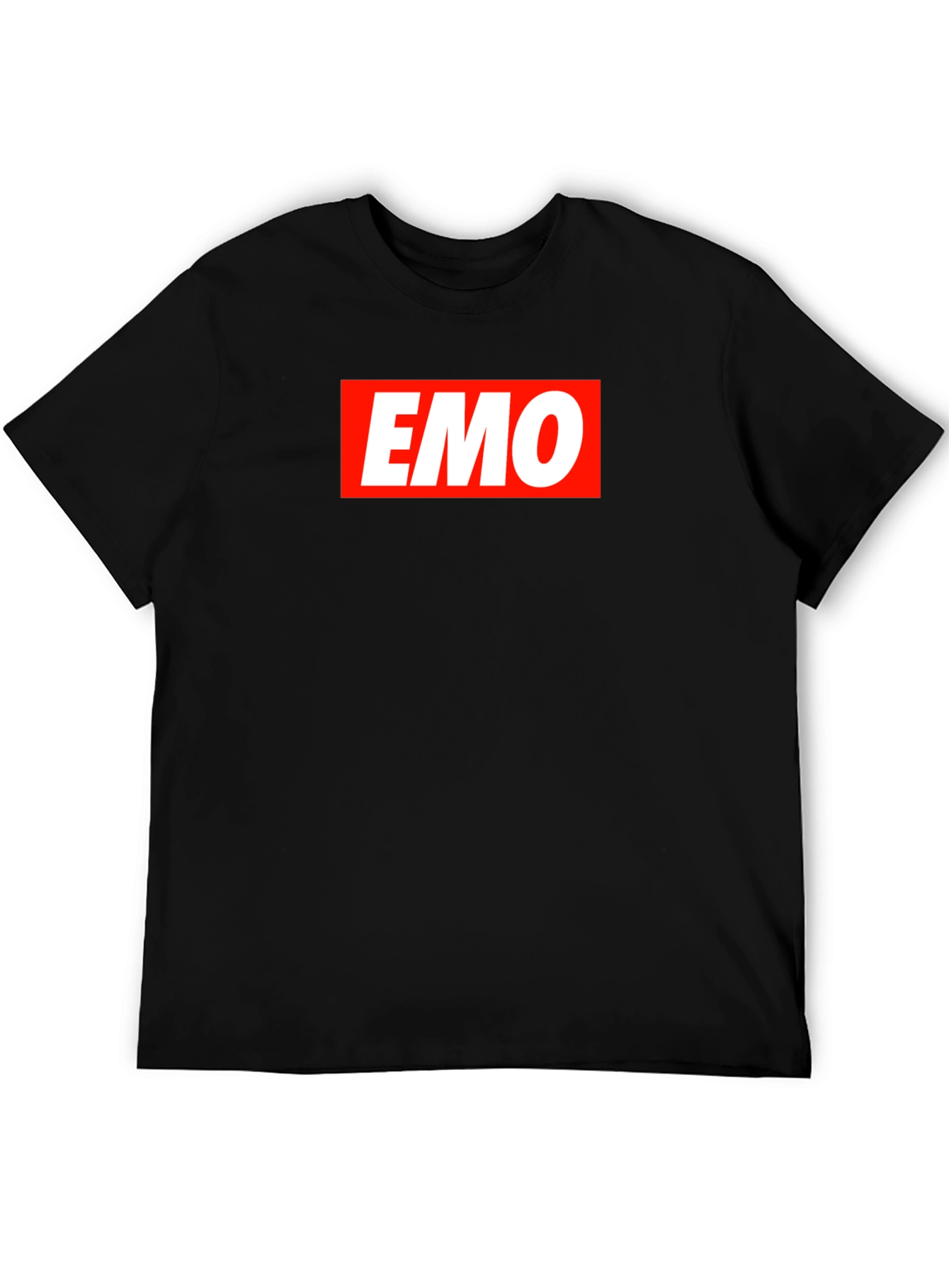 Black Emo T-Shirt - Classic Red and White Logo Design view 5