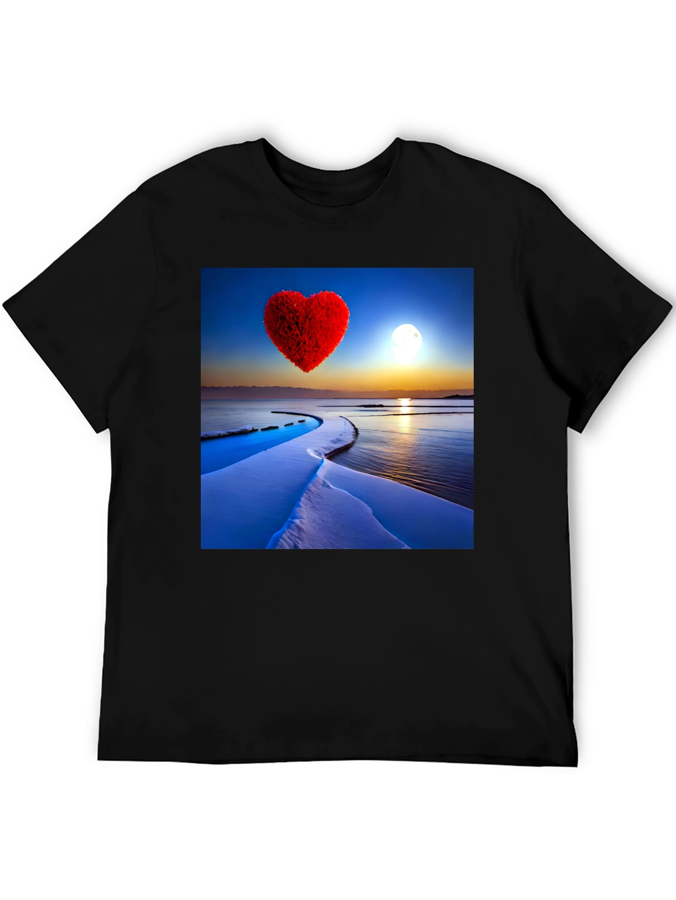 Black Heart Landscape Graphic Tee - Black Casual Shirt view 5