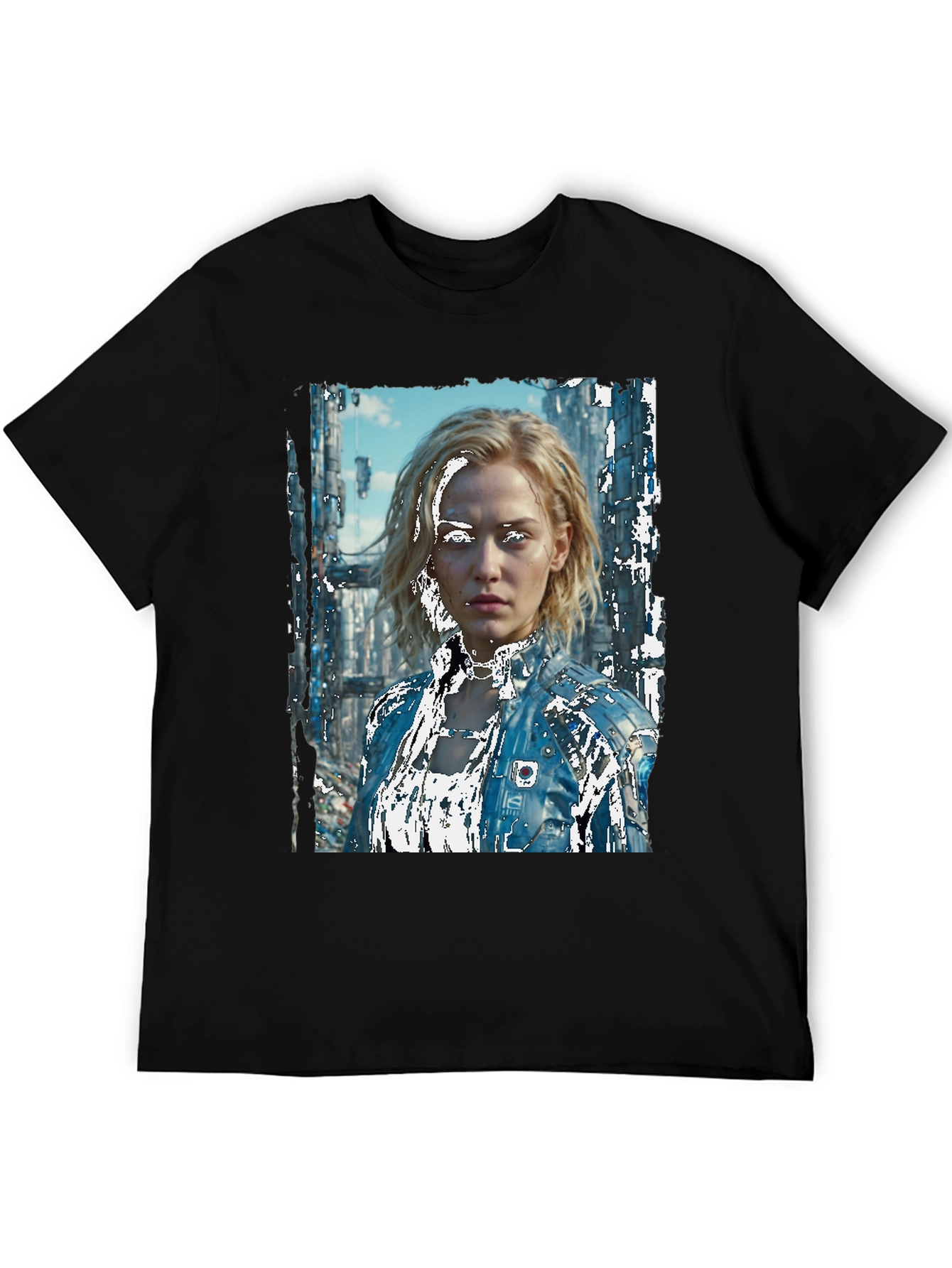 Black Sci-Fi Portrait Black T-Shirt view 5
