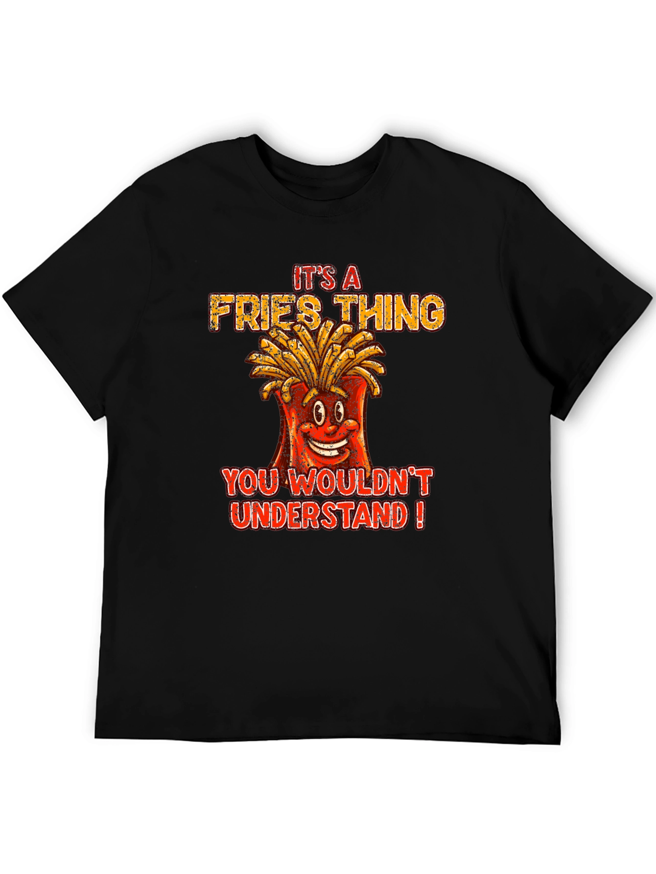 Black Fries Thing Funny Graphic T-Shirt view 5
