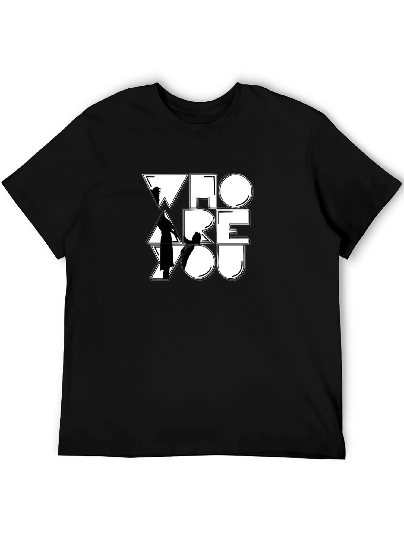 Black Who Are You Graphic Print Black T-Shirt view 5