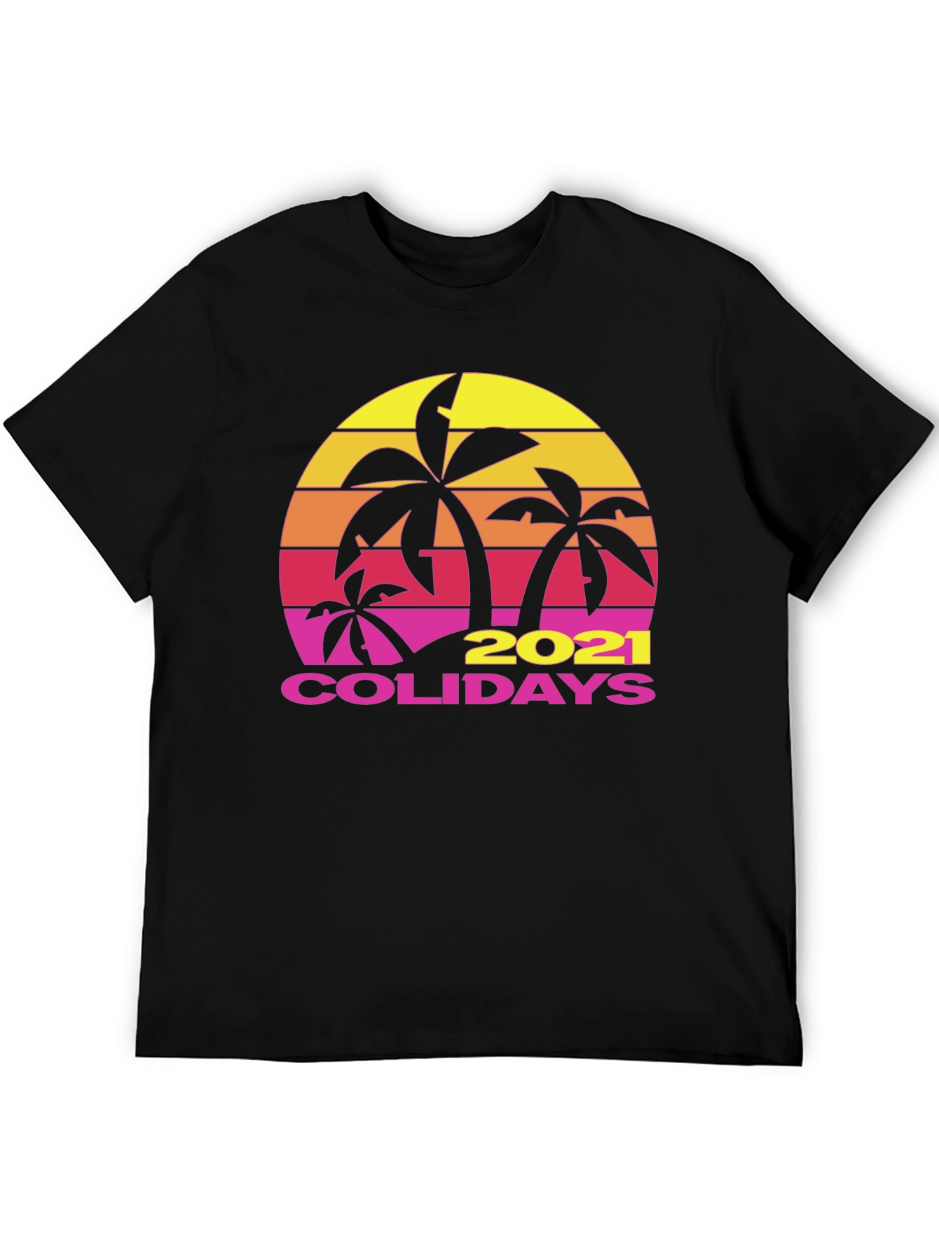 Black Tropical 2021 Holidays Black T-Shirt view 5