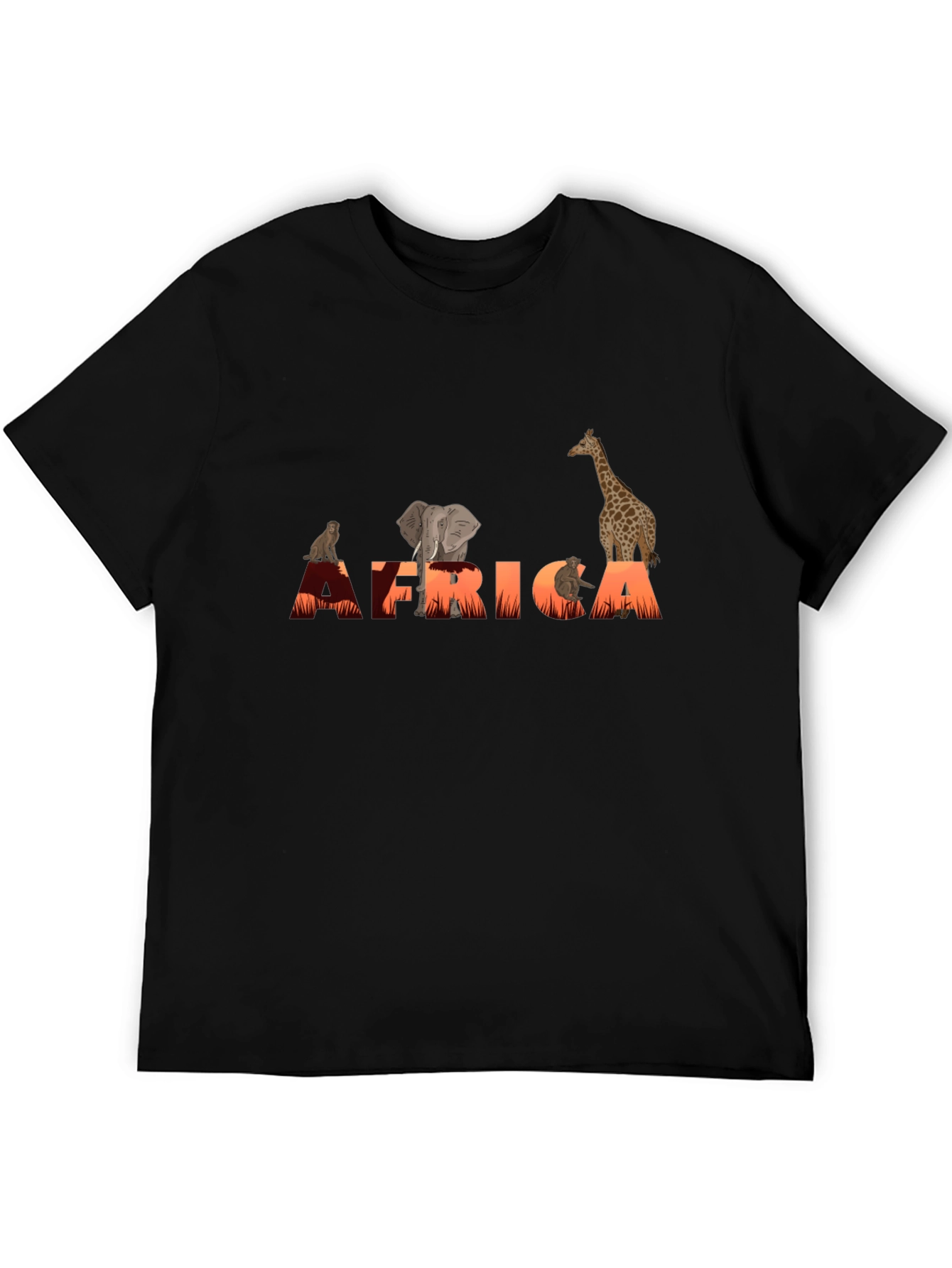 Black Africa Animal Graphic Tee - Unisex Black T-Shirt view 5