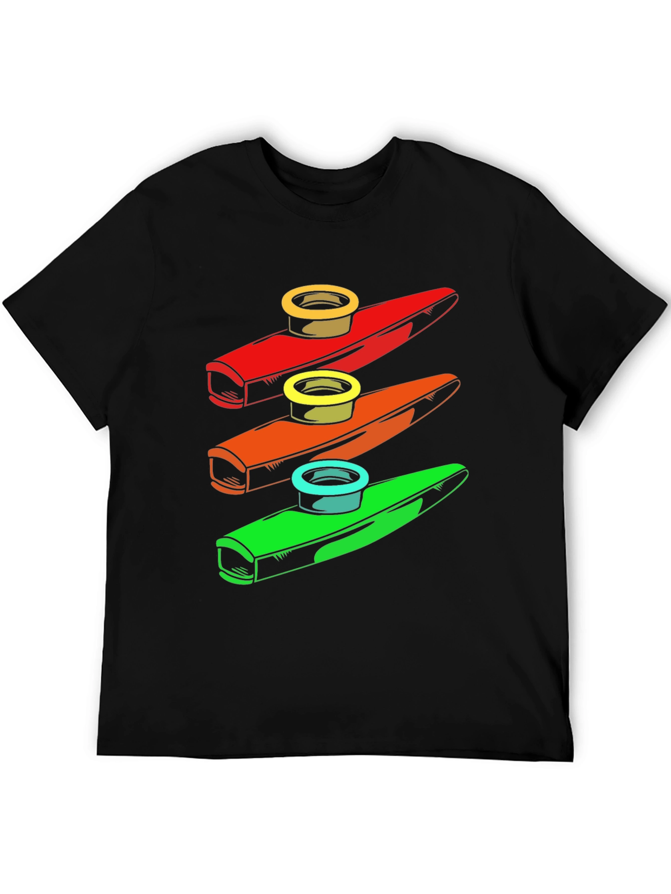 Black Colorful Kazoo Music T-Shirt view 5