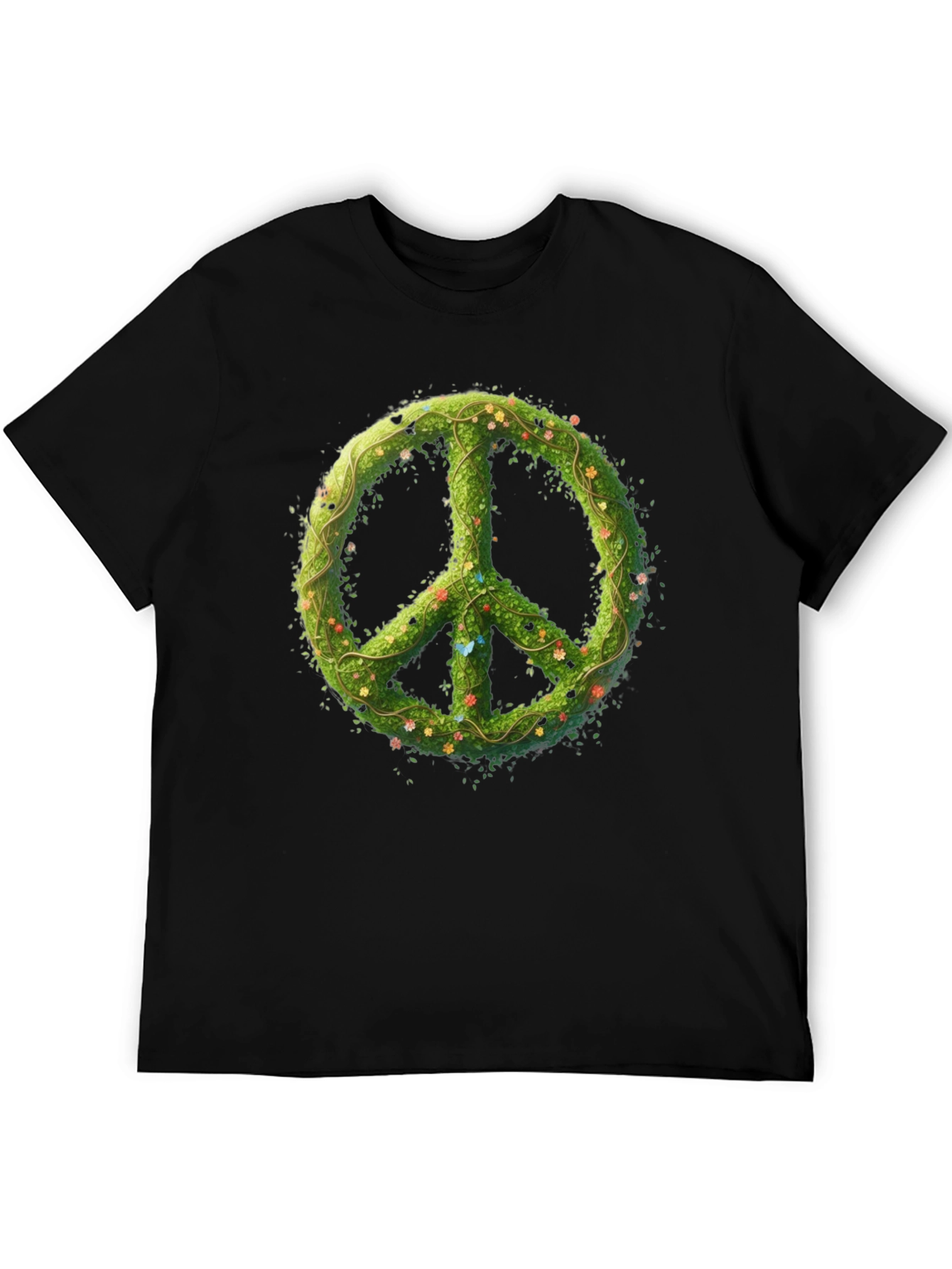 Black Nature Peace Sign Black Graphic Tee view 5
