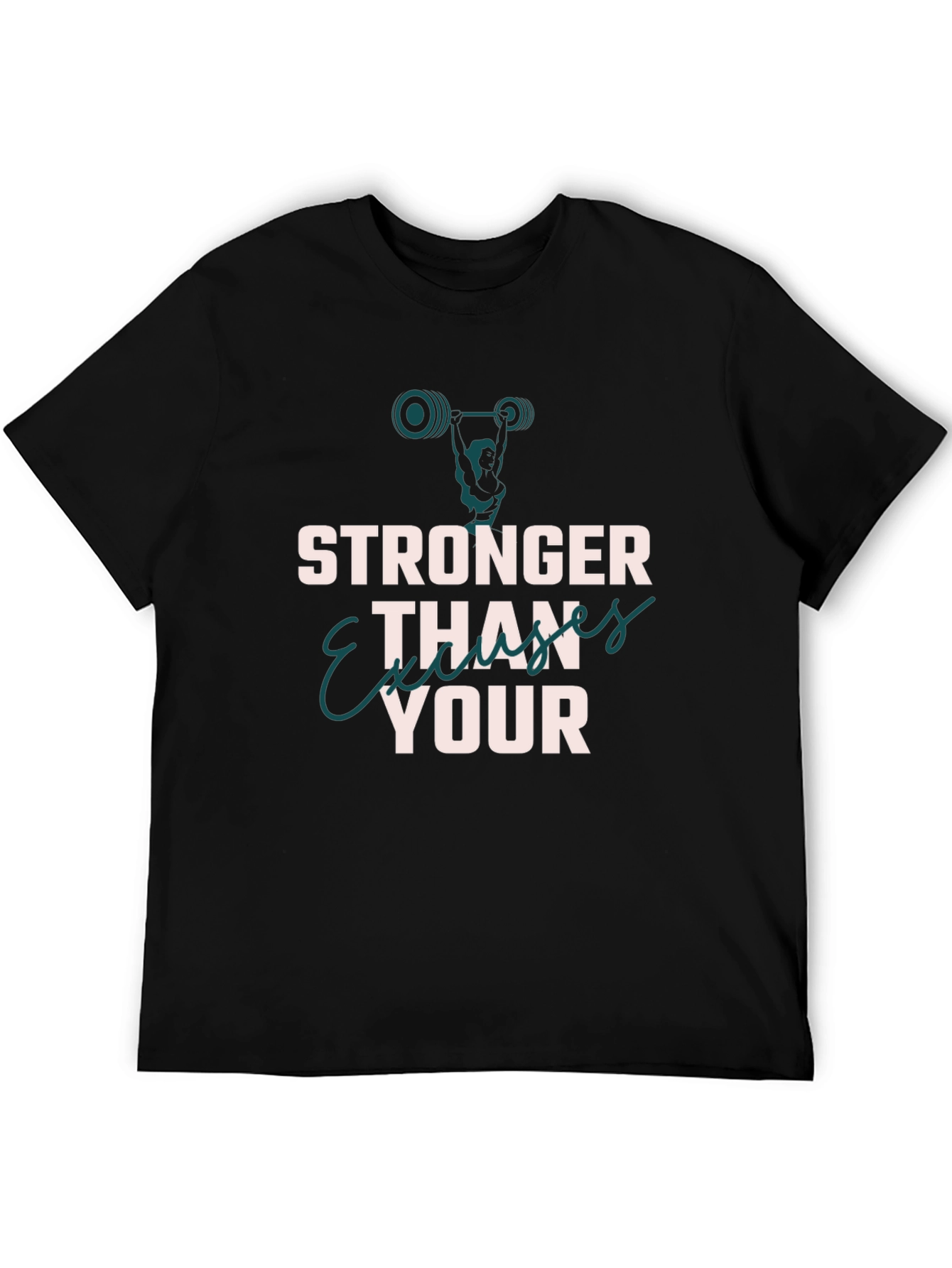 Black Stronger Than Your Excuses Black T-Shirt Workout Gym view 5