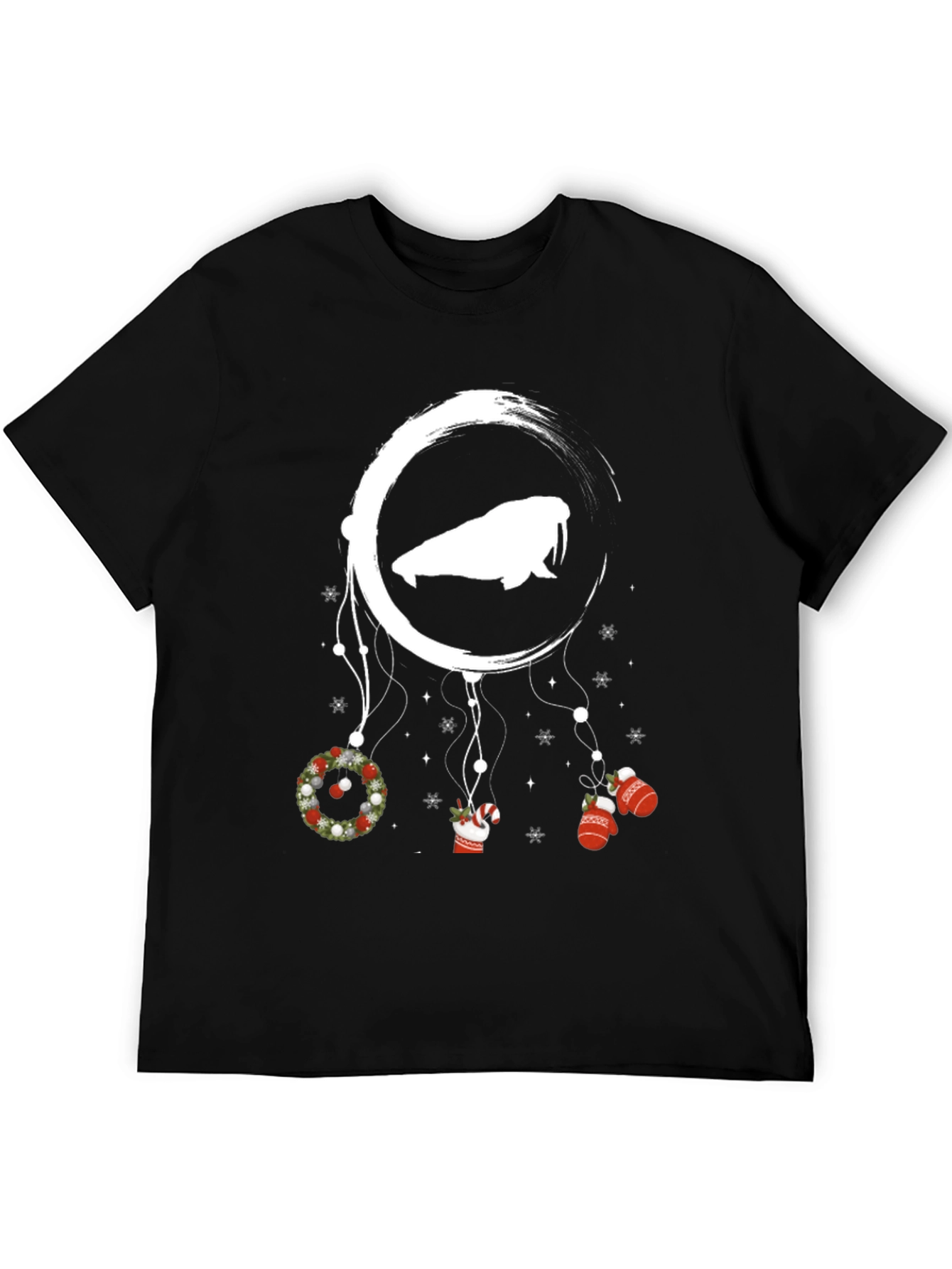 Black Festive Walrus Dreamcatcher T-Shirt view 5