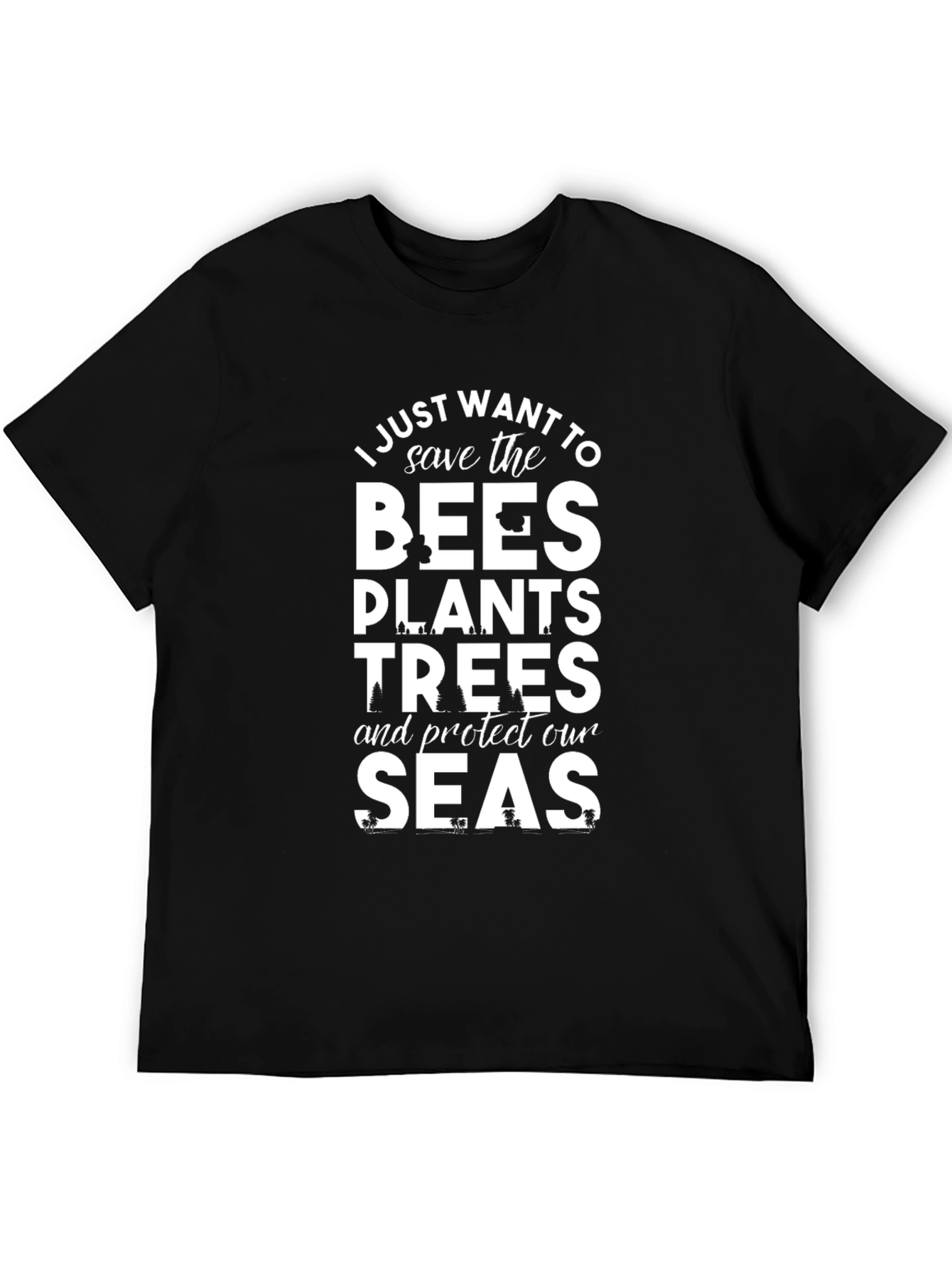 Black Save the Bees, Plants, Trees T-Shirt view 5