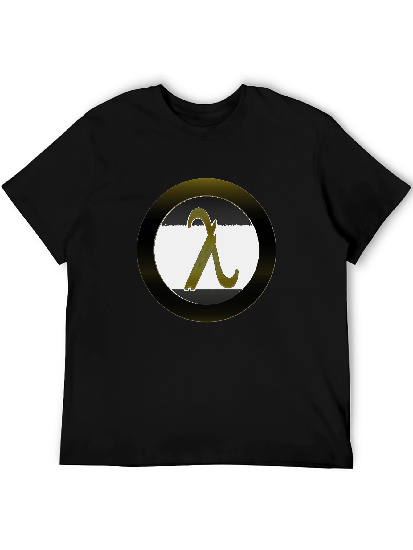 Black Lambda Symbol Graphic T-Shirt - Black Cotton Blend view 5