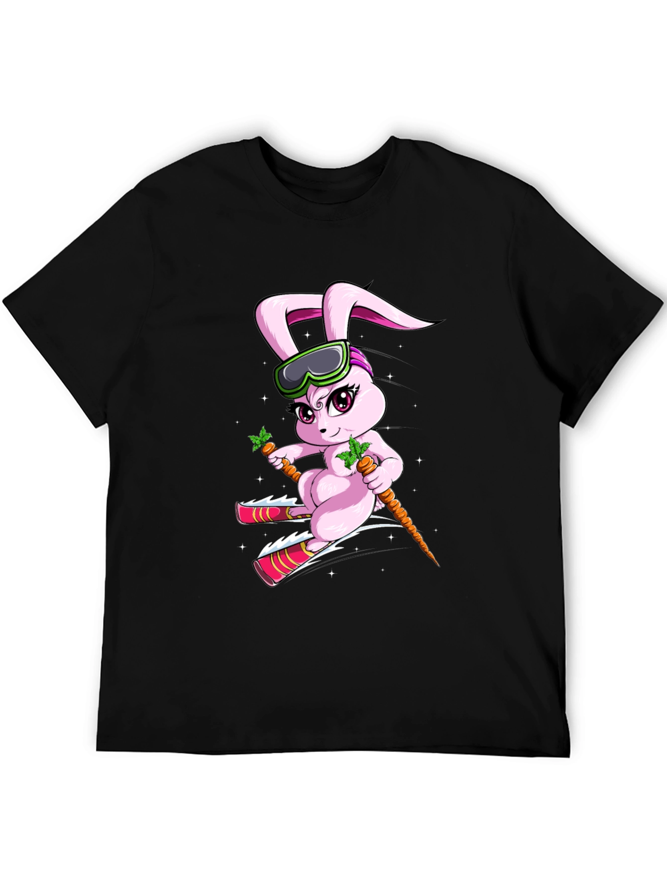 Black Skiing Bunny T-Shirt view 5