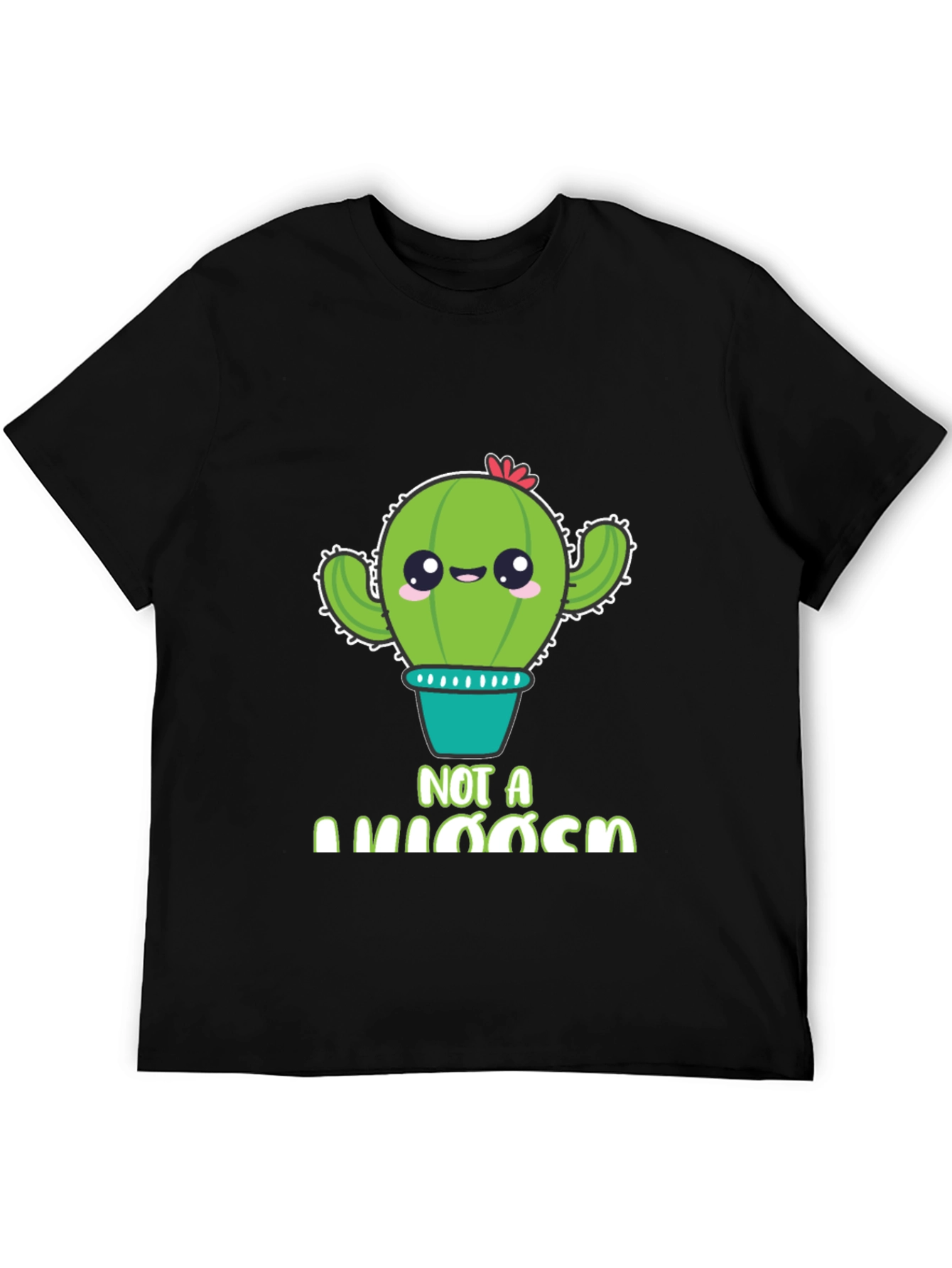Black Cute Cactus Pun T-Shirt - "Not A Hugger" Graphic Tee view 5