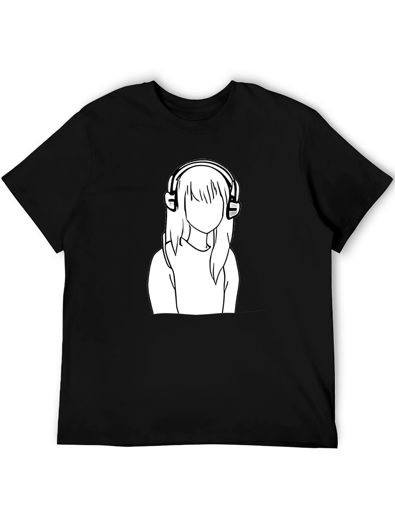Black Headphone Girl Graphic Tee - Black view 5