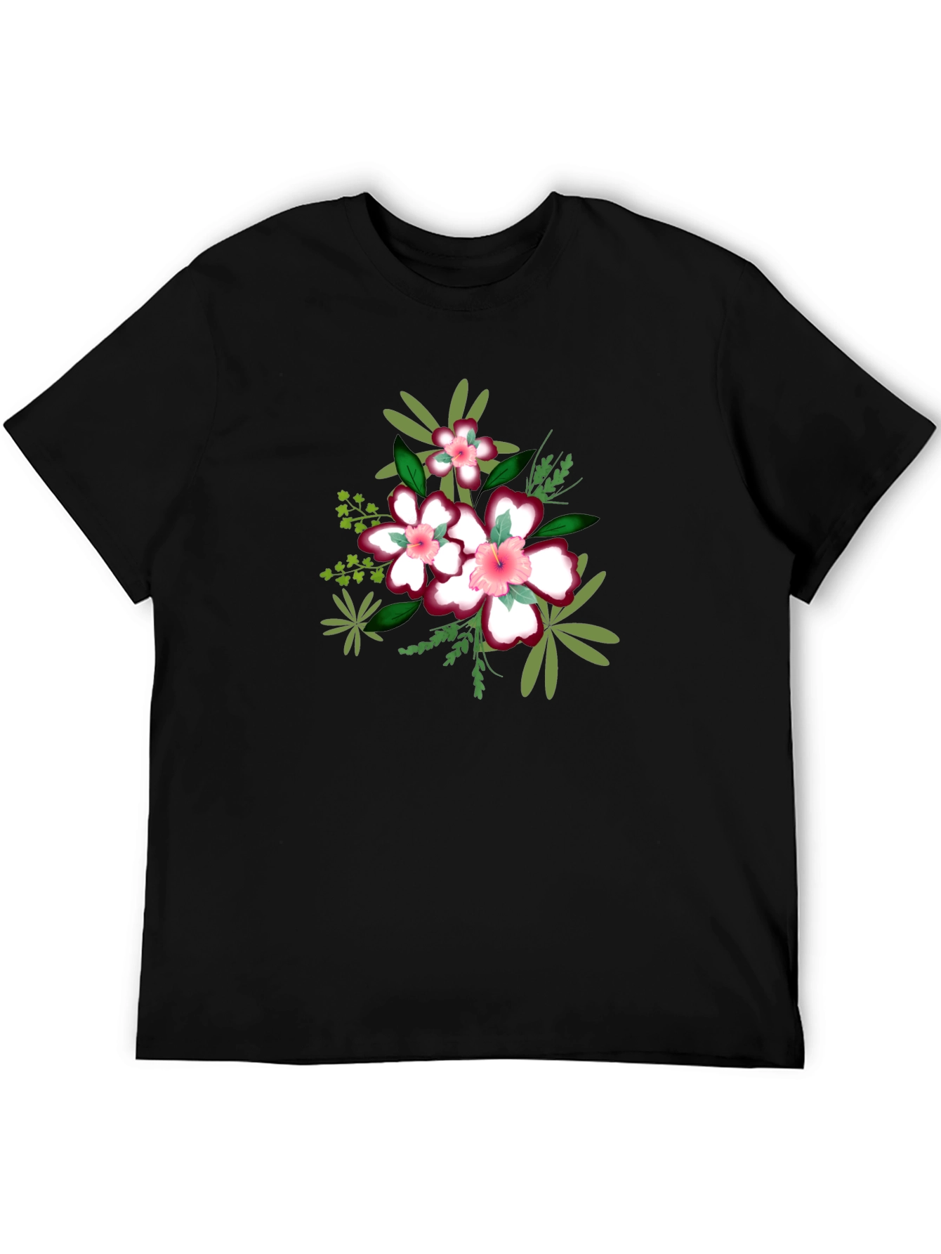 Black Floral Print Black T-Shirt view 5