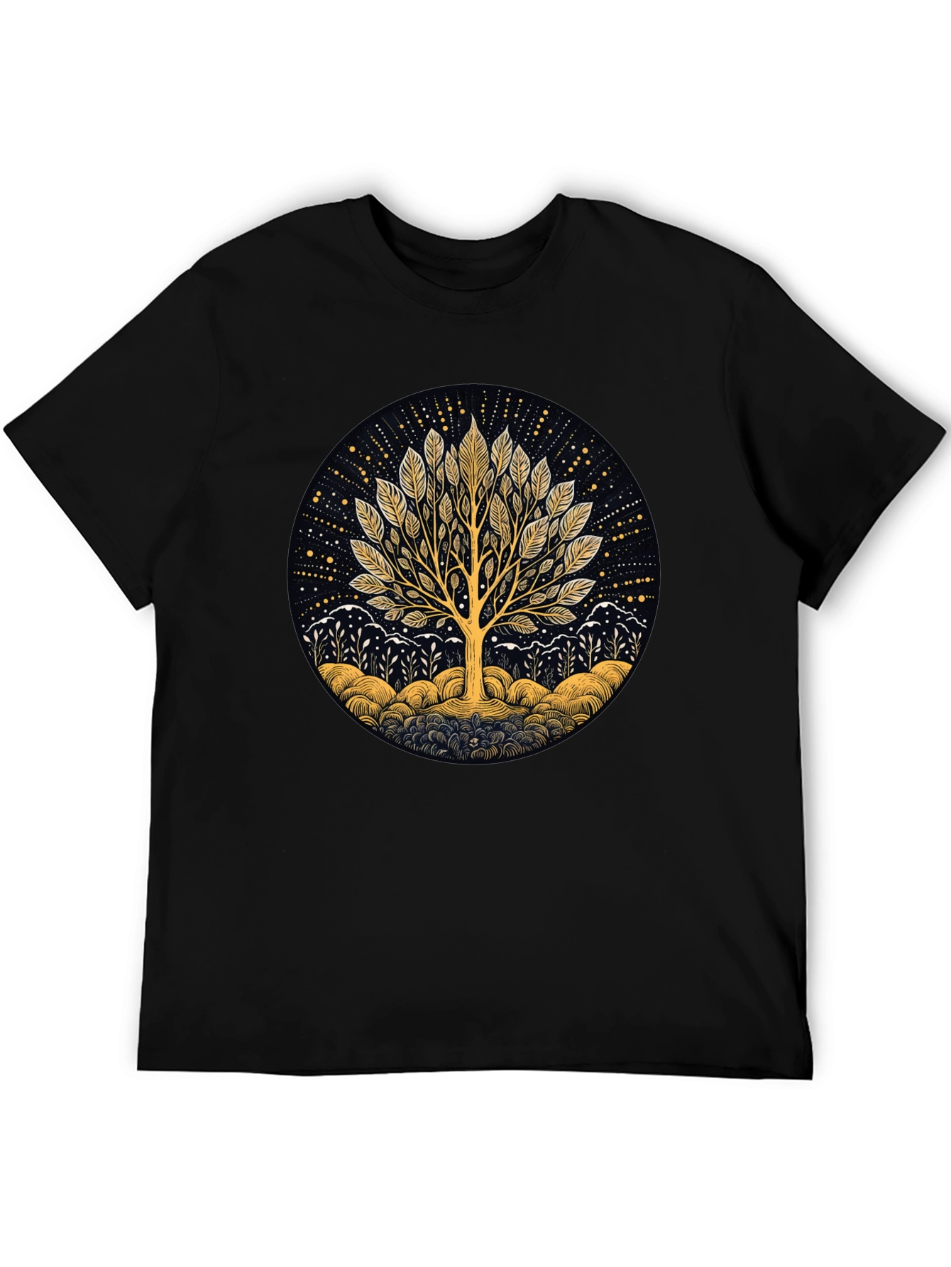 Black Tree of Life Graphic Tee - Nature Inspired Black T-Shirt view 5
