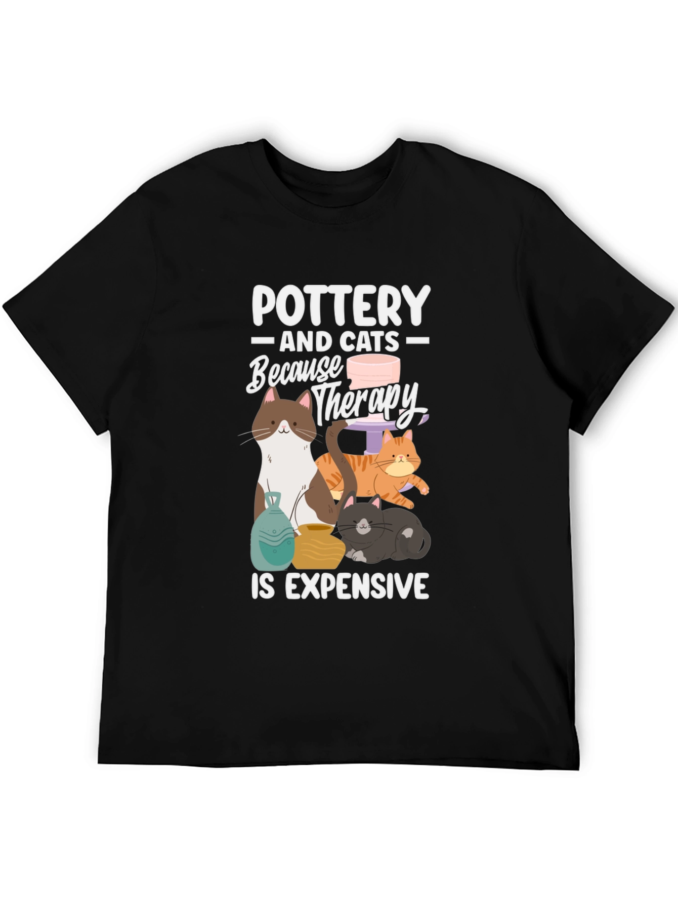 Black Pottery and Cats T-Shirt: Therapy Alternative view 5