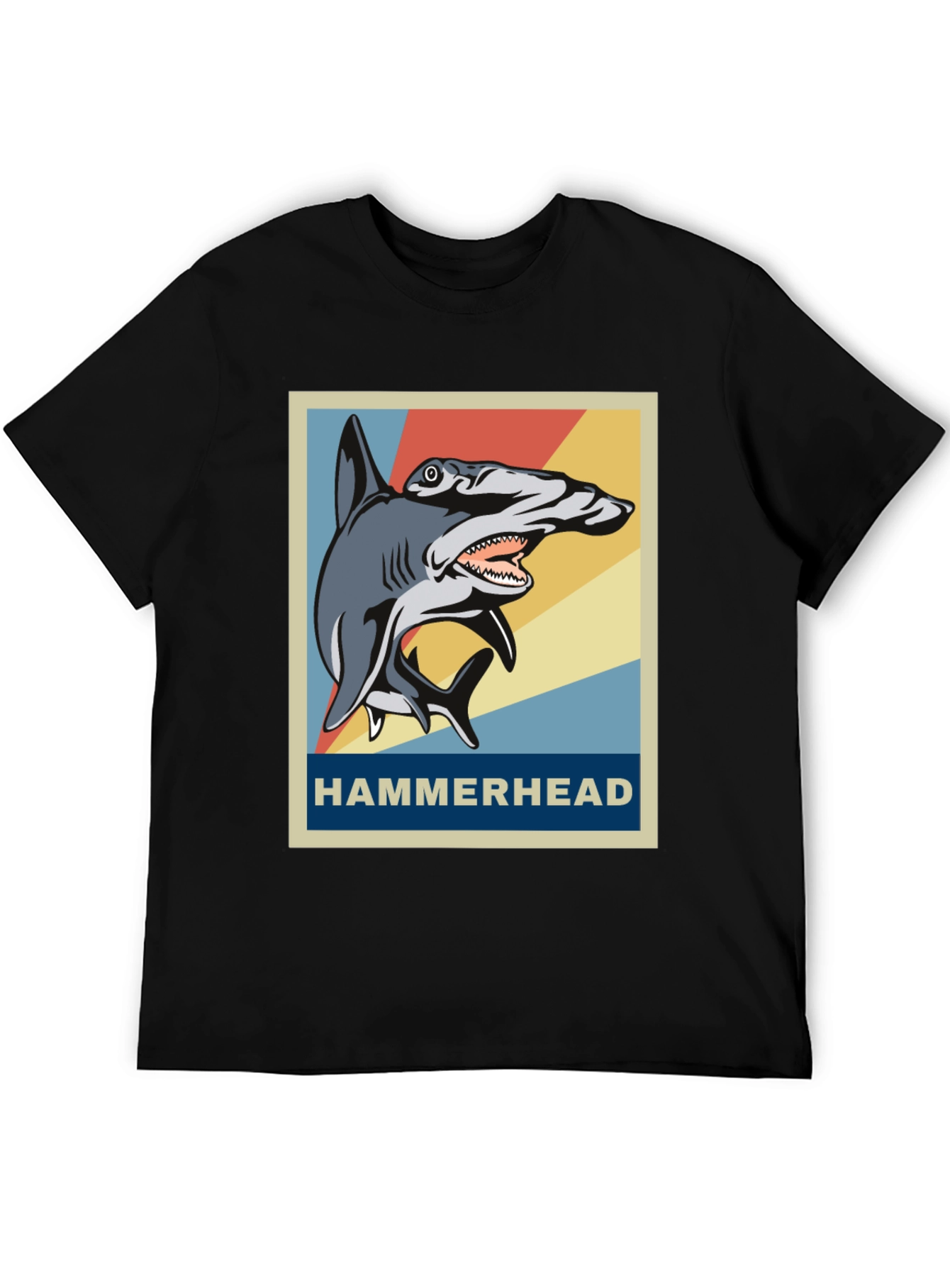 Black Hammerhead Shark Graphic Tee - Retro Style view 5