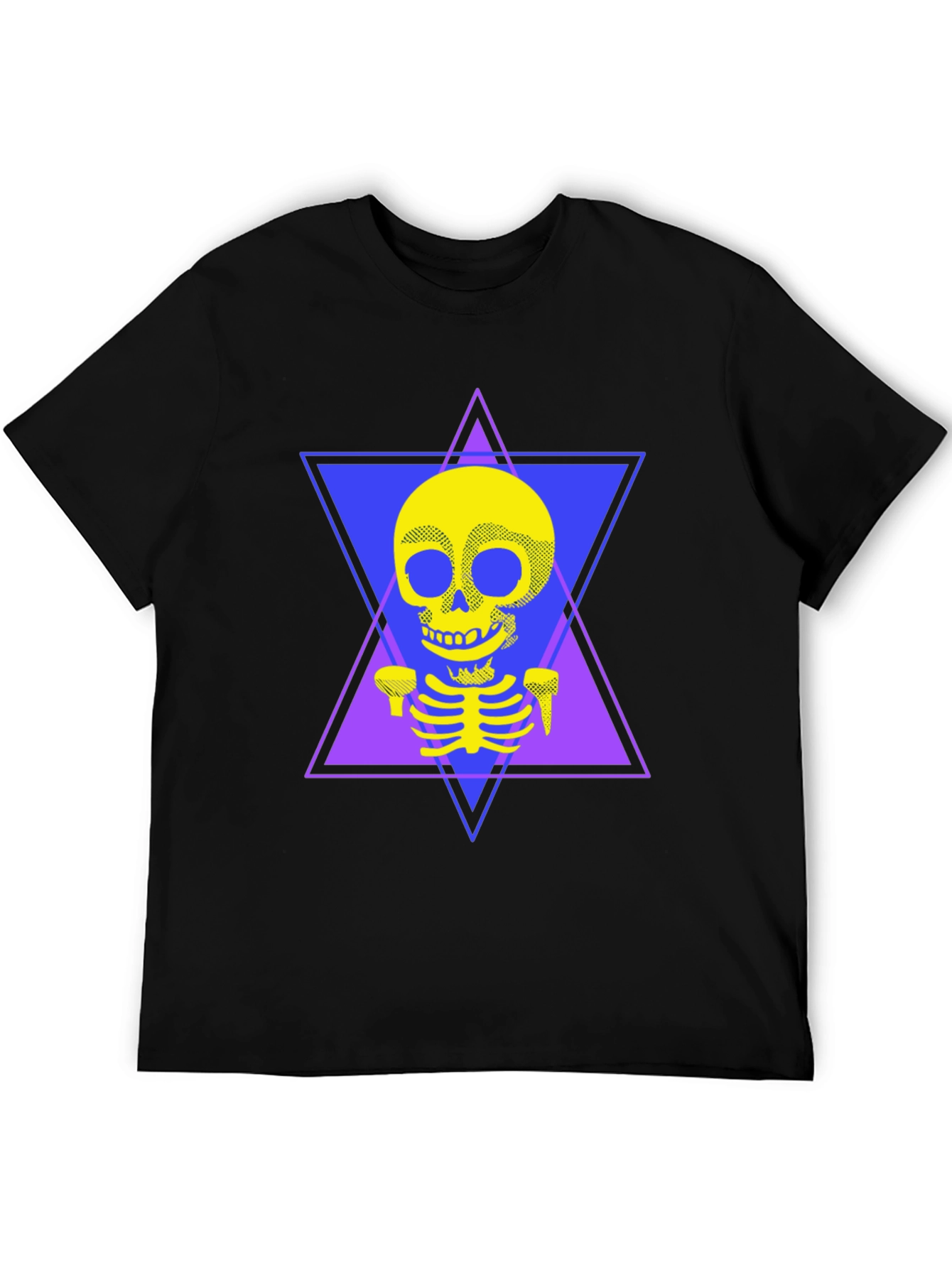 Black Geometric Skeleton T-Shirt - Edgy Graphic Tee view 5