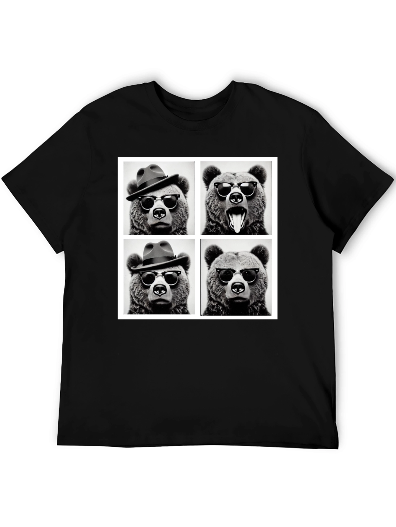 Cool Bear Collage Graphic Tee - Black - 5