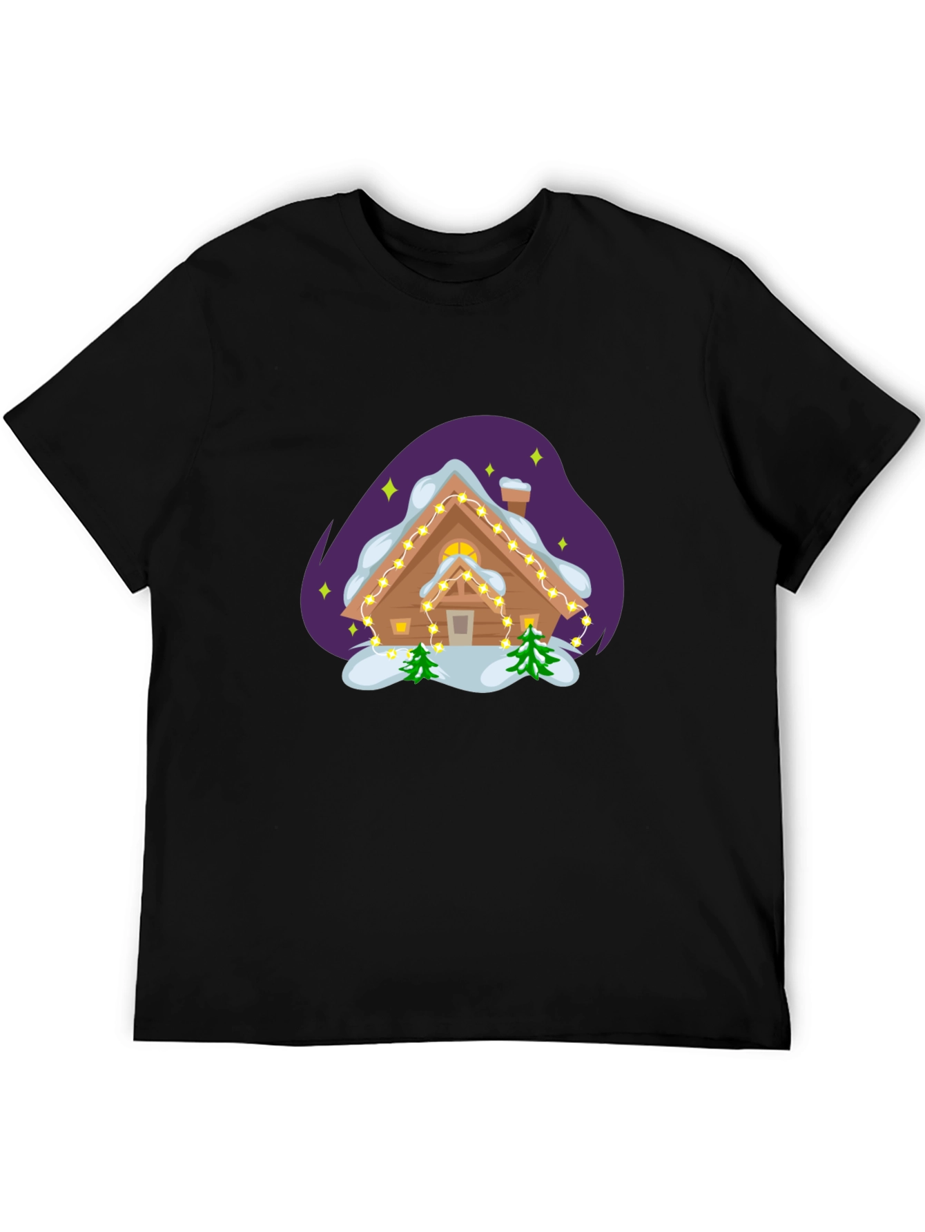 Black Holiday Cabin Graphic Tee view 5