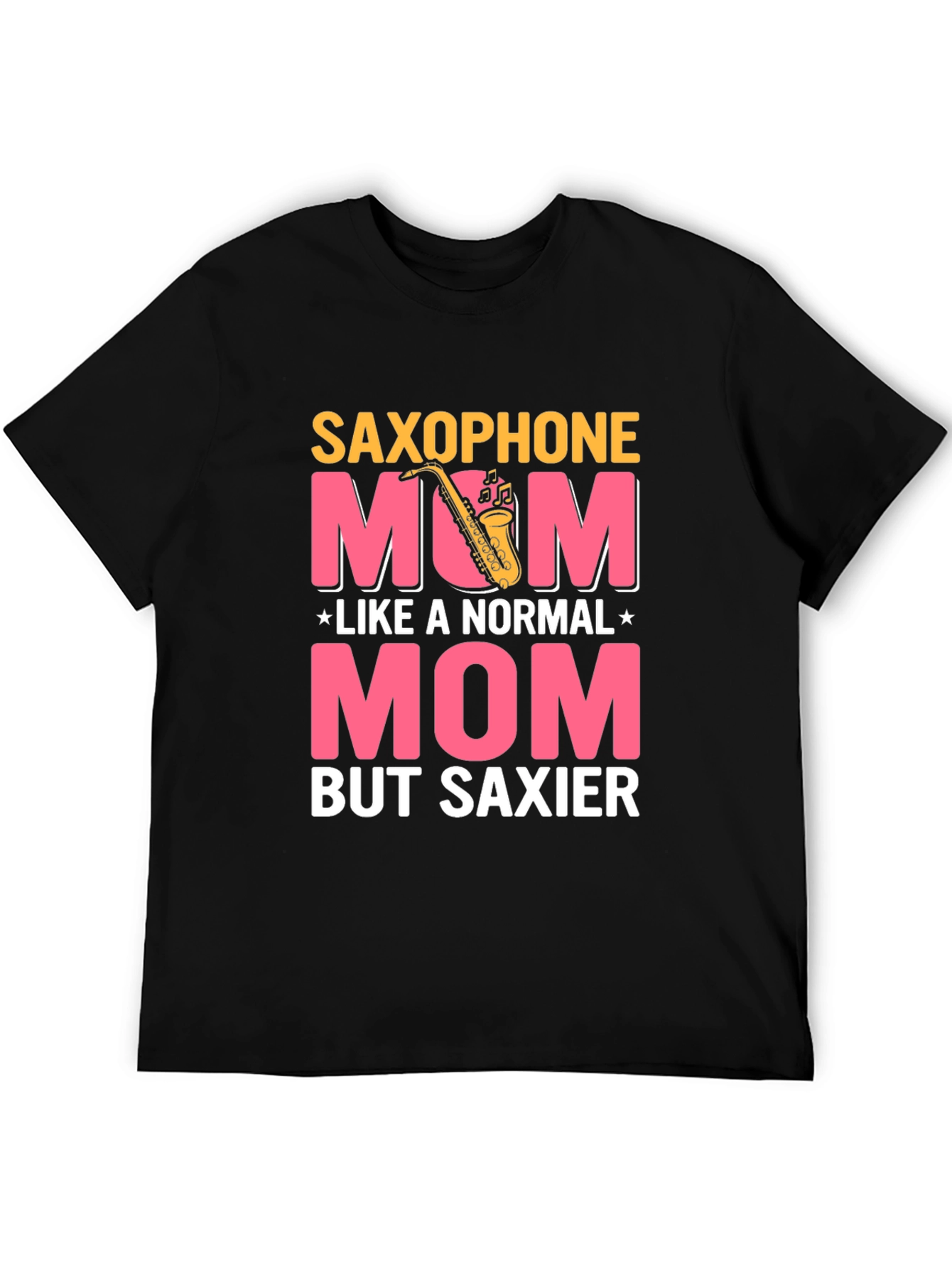 Black Saxophone Mom T-Shirt: Normal Mom But Saxier Tee view 5