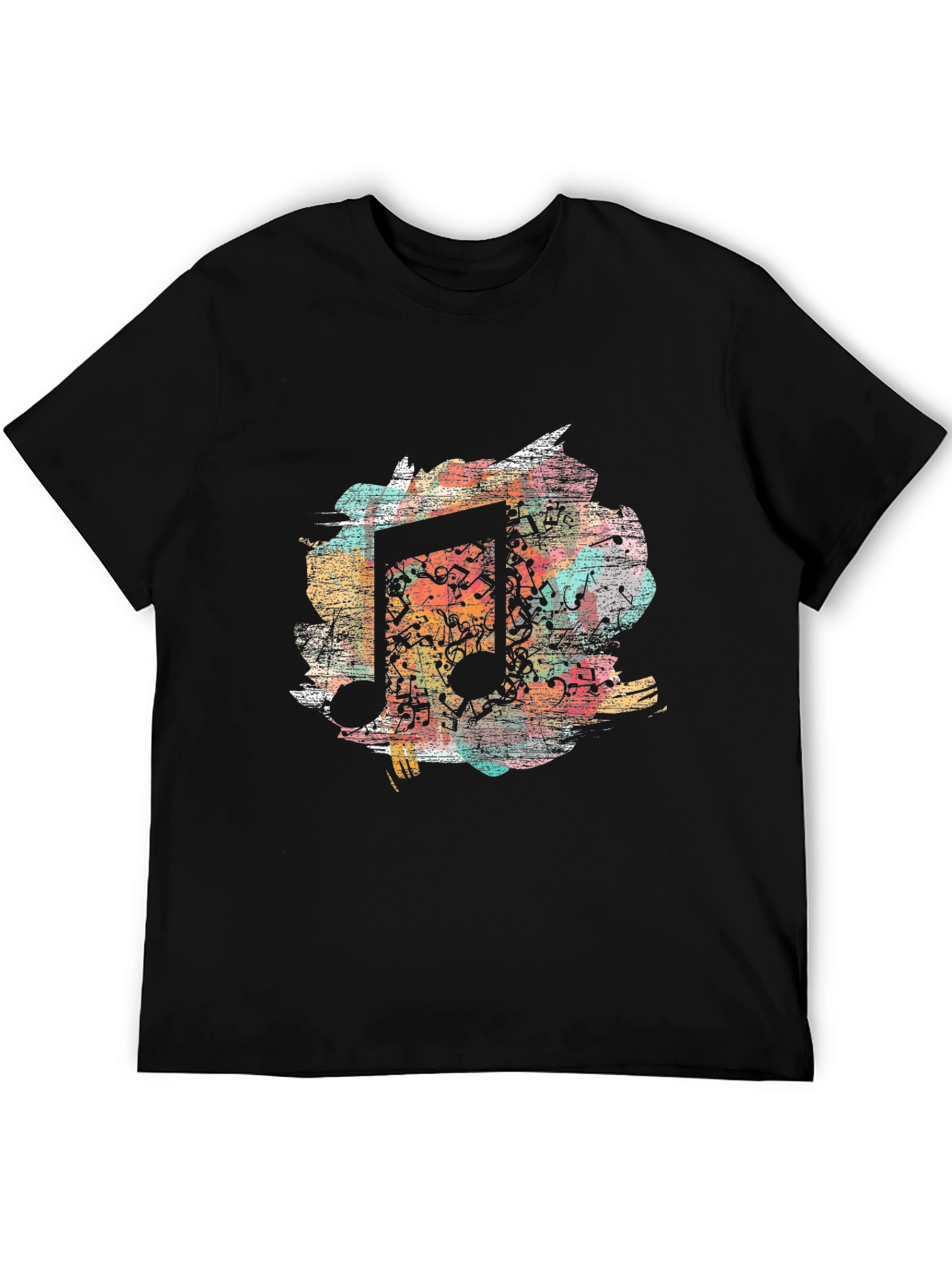 Black Musical Note T-Shirt - Abstract Design view 5