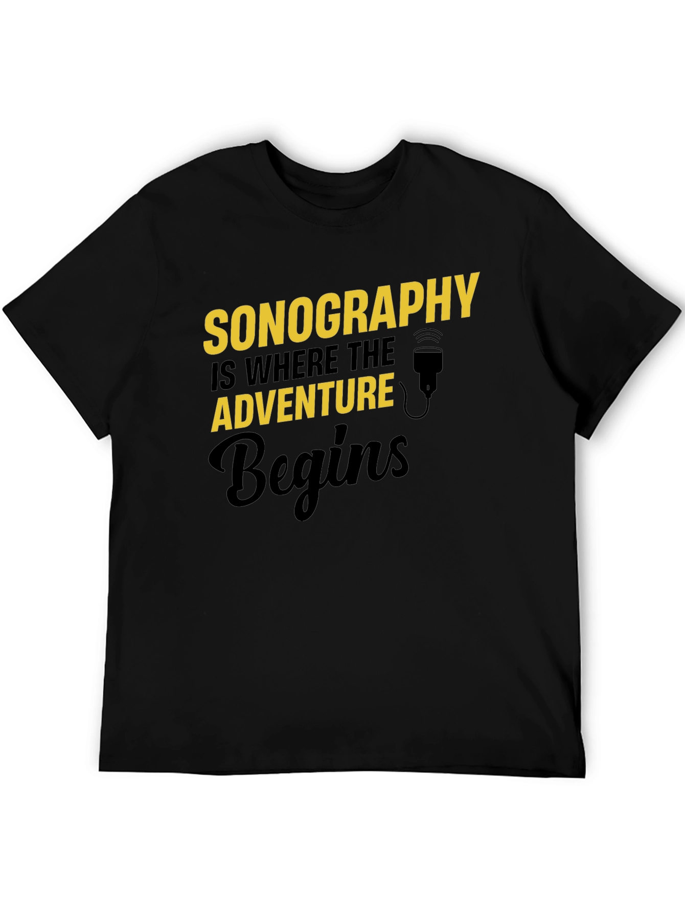 Black Sonography Adventure Begins T-Shirt - Black view 5