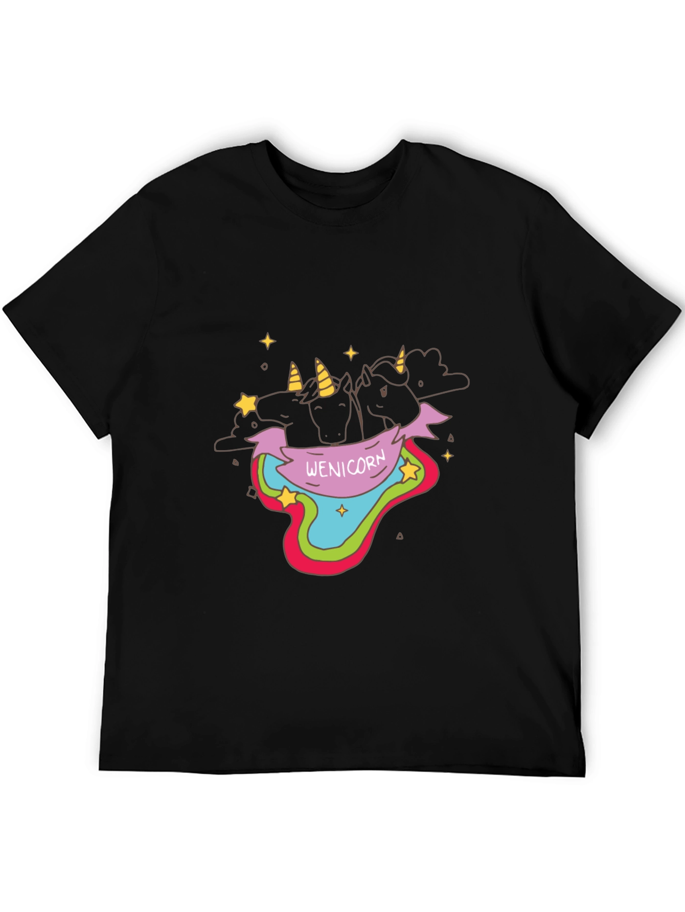 Black Wenicorn Graphic Tee - Black Cotton T-Shirt view 5