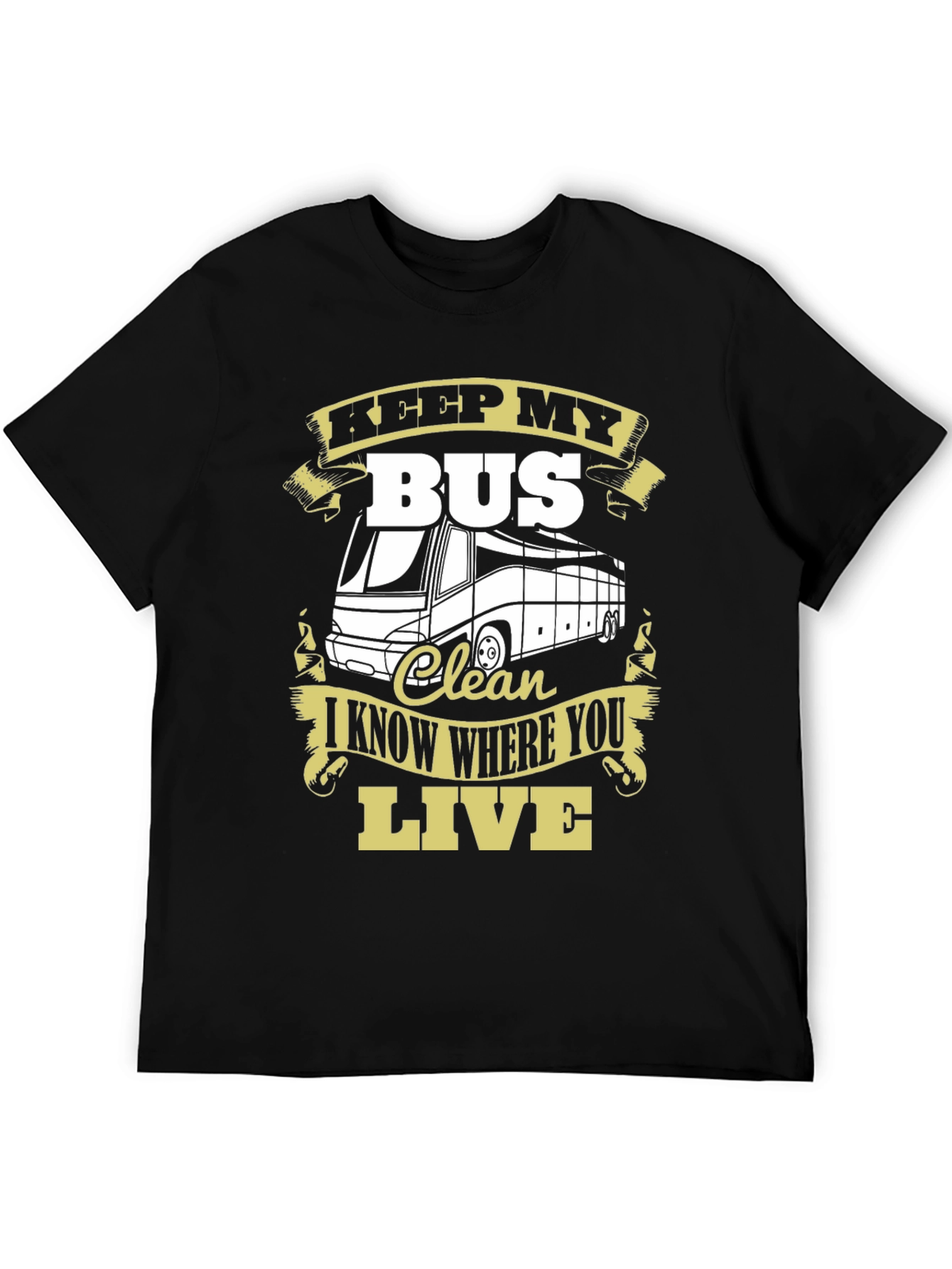 Black Keep My Bus Clean T-Shirt view 5