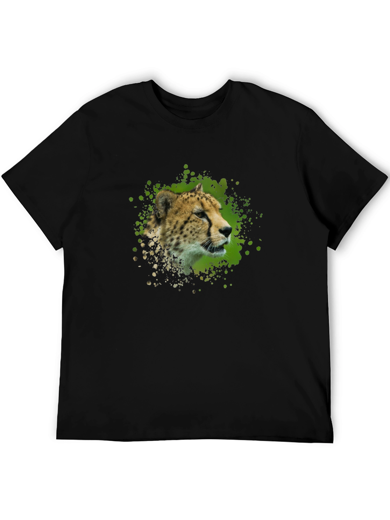 Black Cheetah Splash Graphic T-Shirt - Black view 5