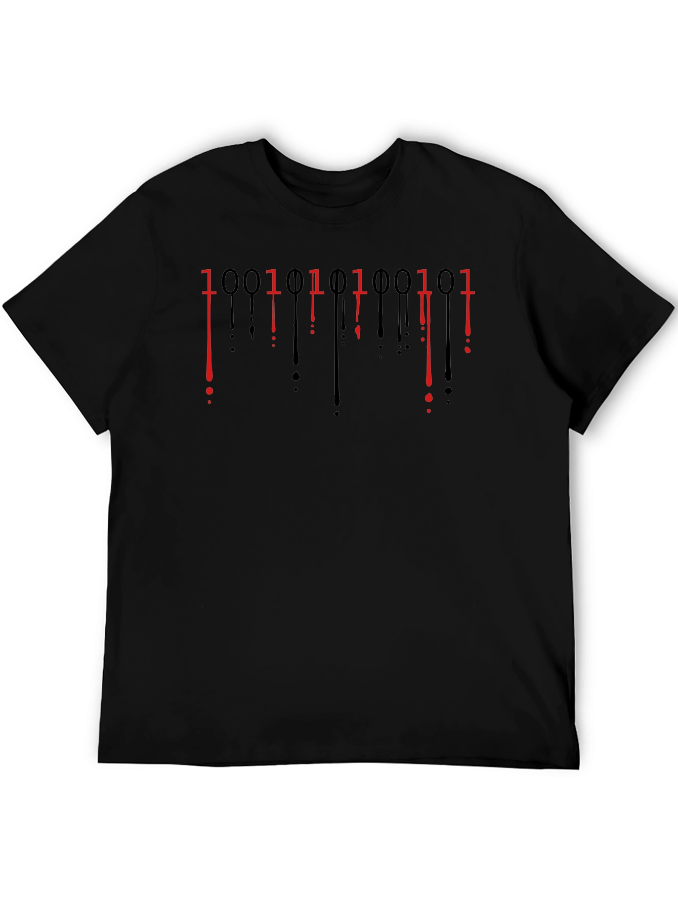 Black Binary Code Drip Graphic Tee - Black view 5
