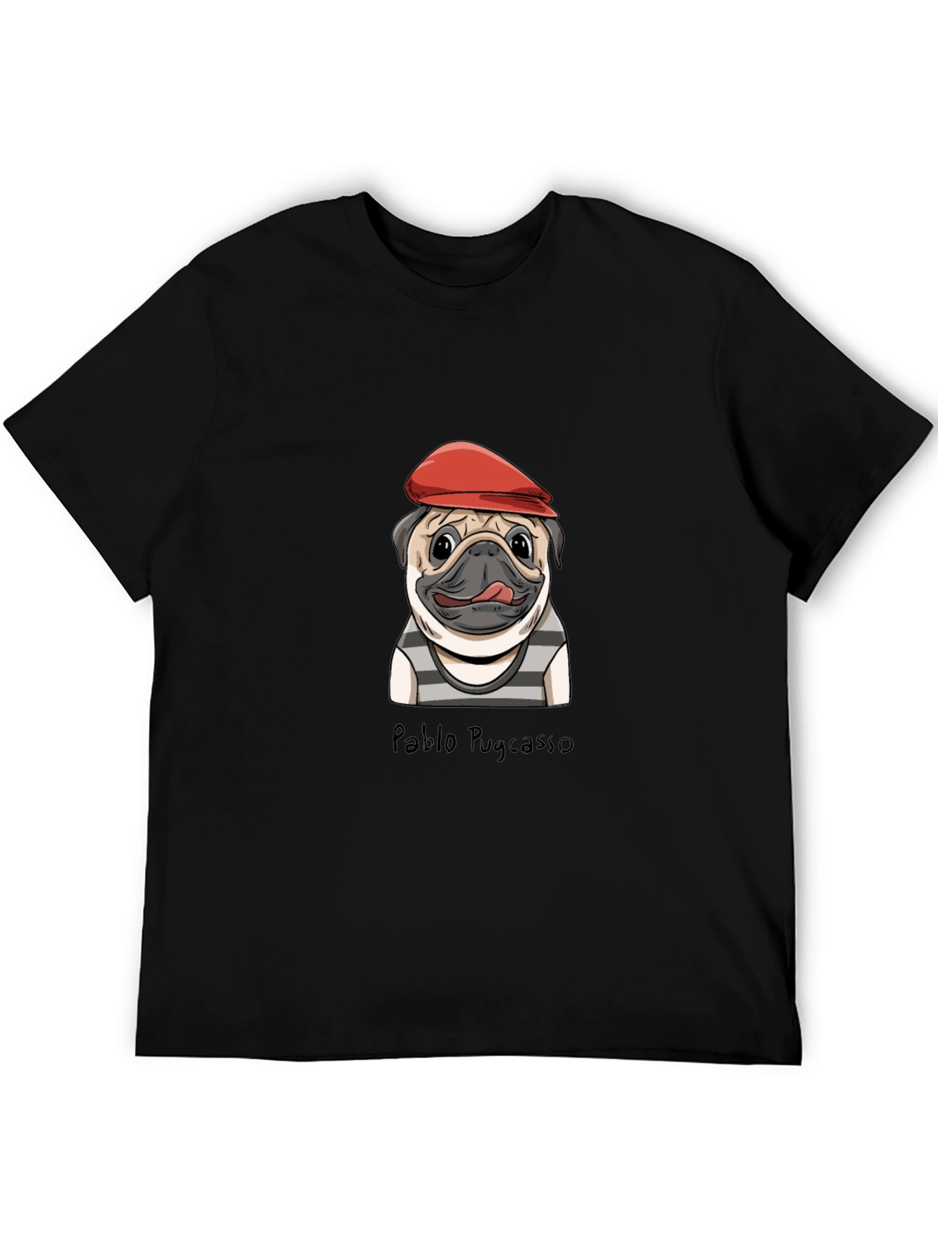 Black Pablo Pugcasso Graphic T-Shirt - Unique Dog Art Tee view 5