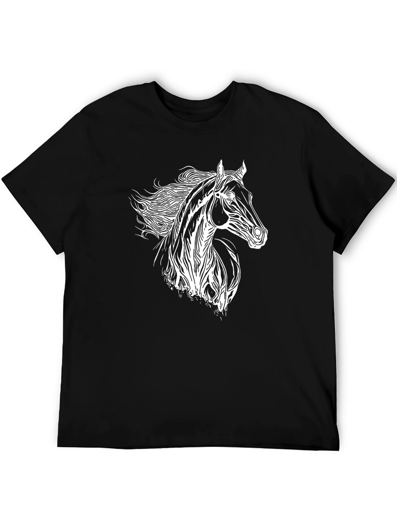 Black Horse Graphic Black Tee - Stylish Animal Print view 5