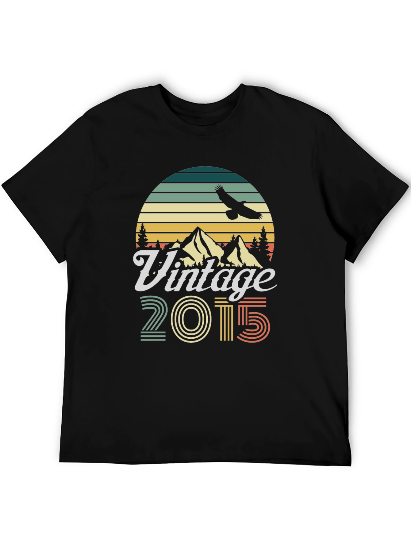 Black Vintage 2015 Graphic T-Shirt Retro Birthday Gift view 5