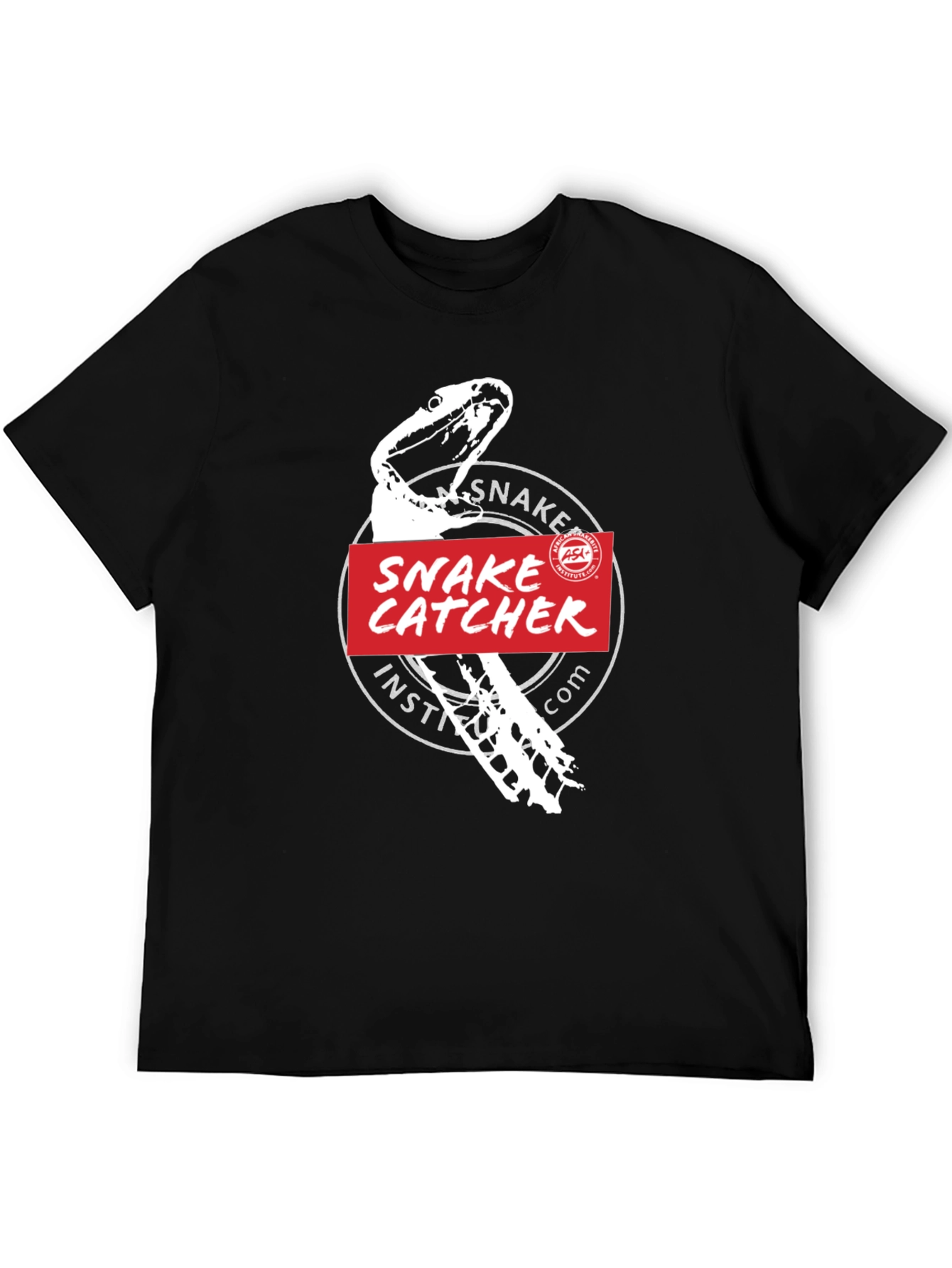 Black Snake Catcher Institute T-Shirt -  Black Cotton Tee view 5