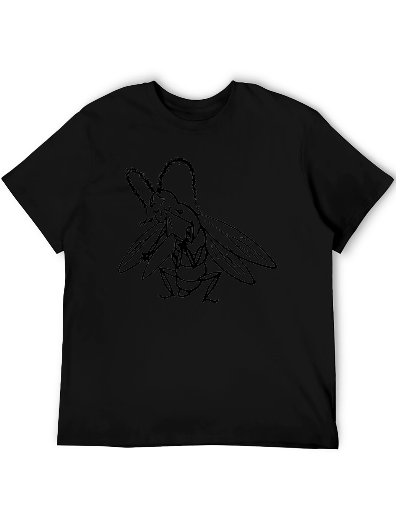 Black Fly with Chainsaws Graphic Tee - Black Cotton T-Shirt view 5