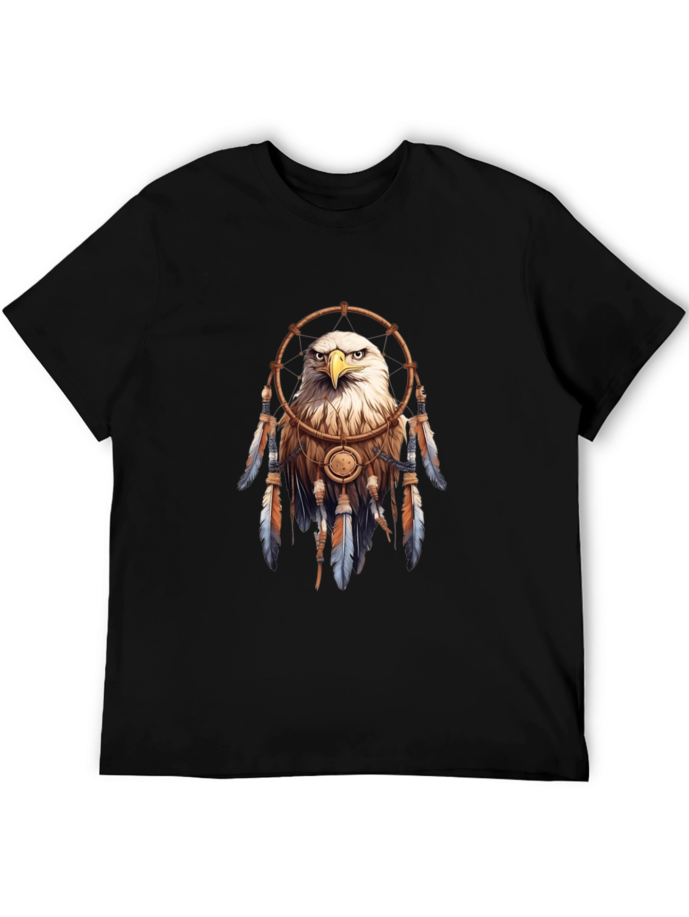 Black Eagle Dreamcatcher Graphic Tee - Black Casual T-Shirt view 5