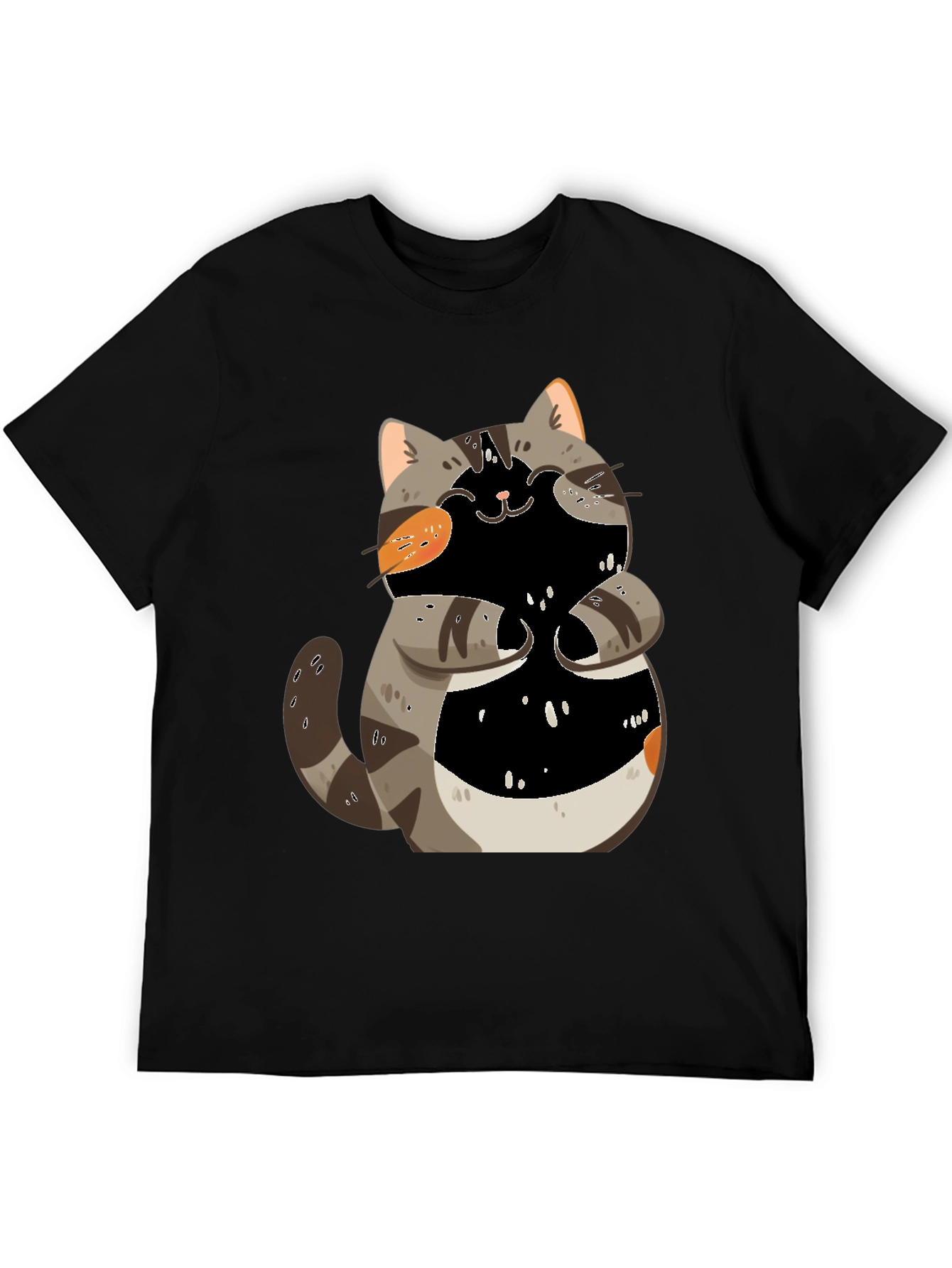 Black Cute Cartoon Cat Graphic T-Shirt view 5
