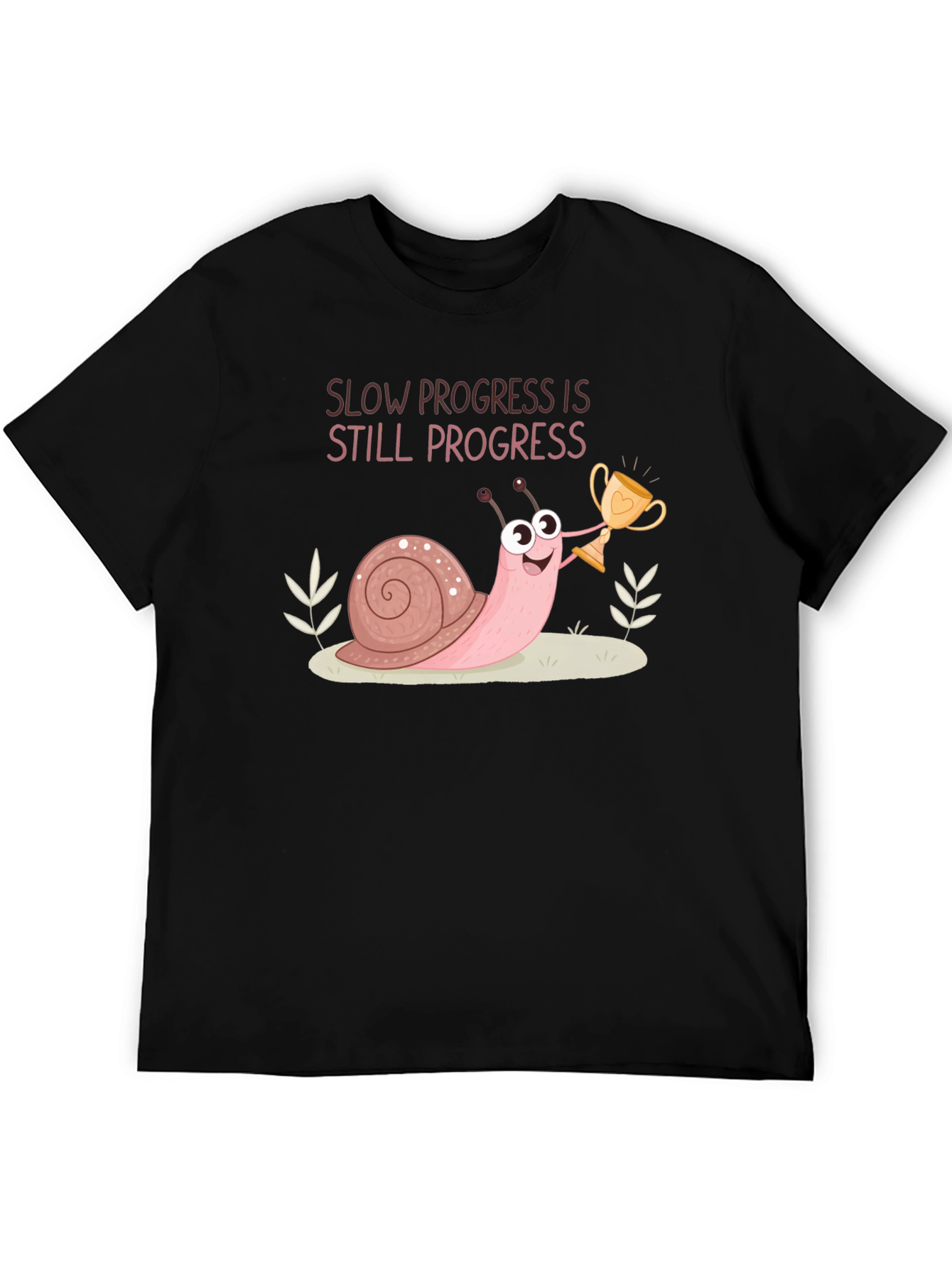 Black Slow Progress Snail T-Shirt - Motivation Tee view 5