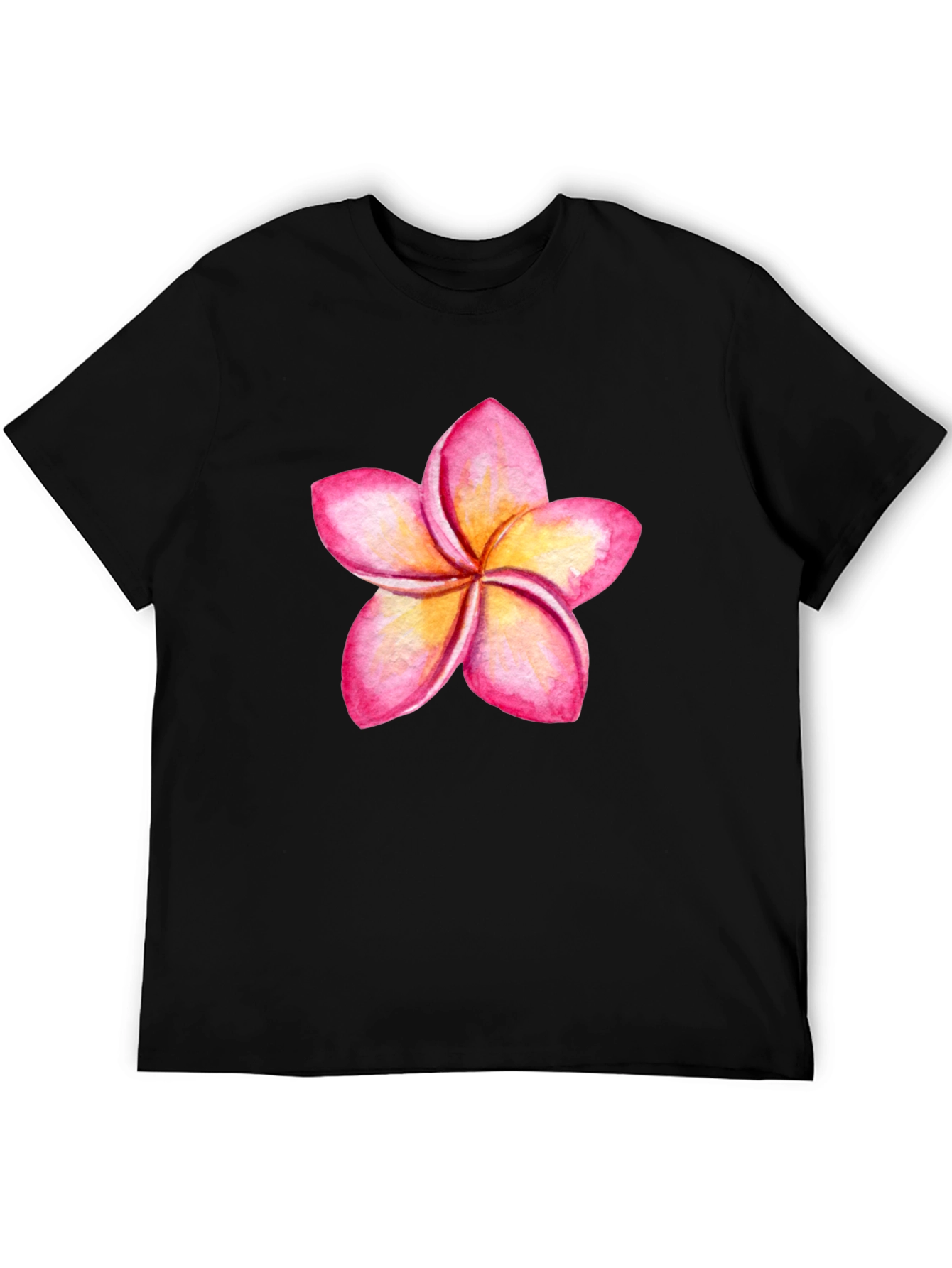 Black Tropical Plumeria Flower Graphic Tee view 5