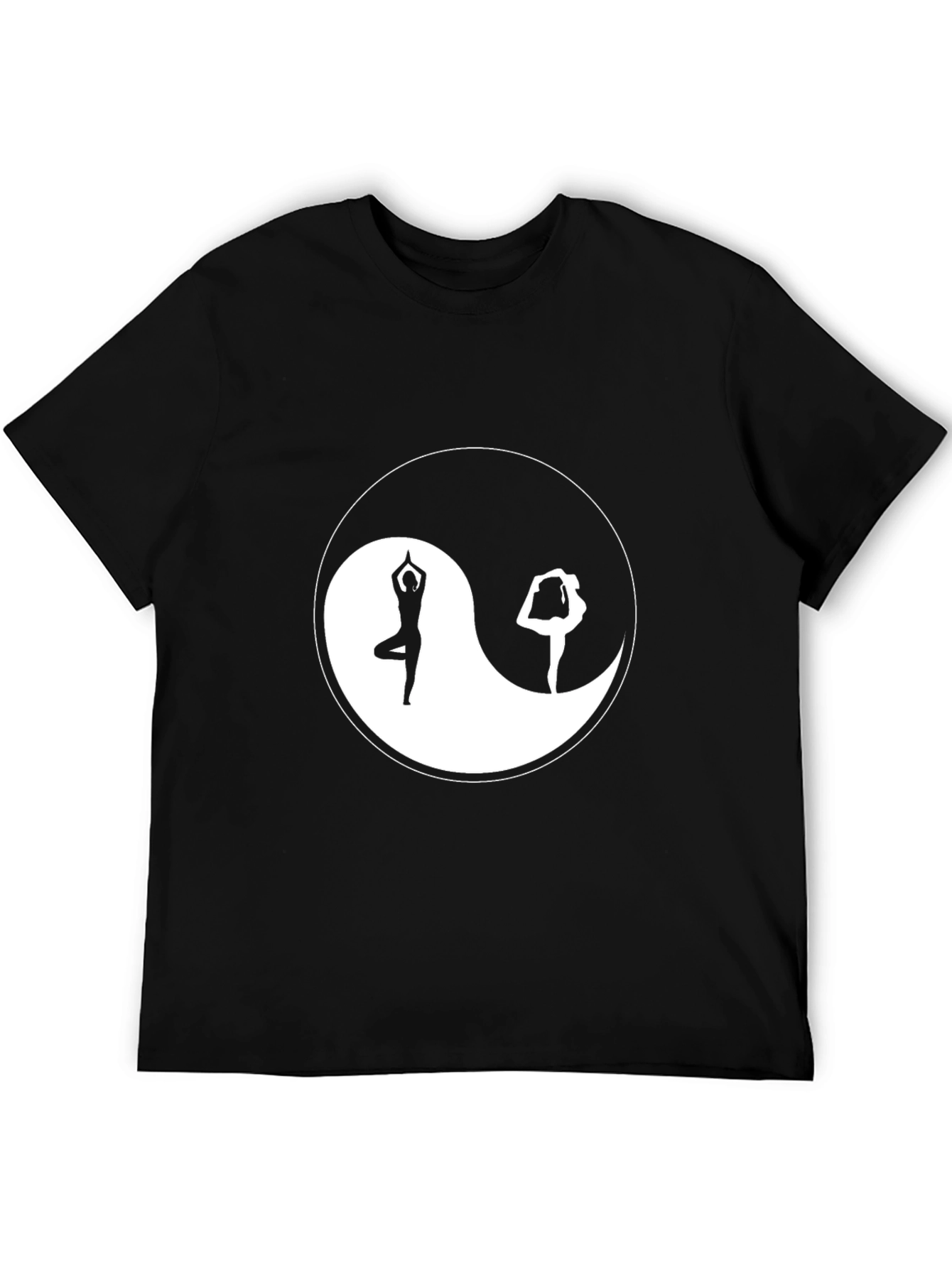 Black Yin Yang Yoga Graphic Black T-Shirt view 5