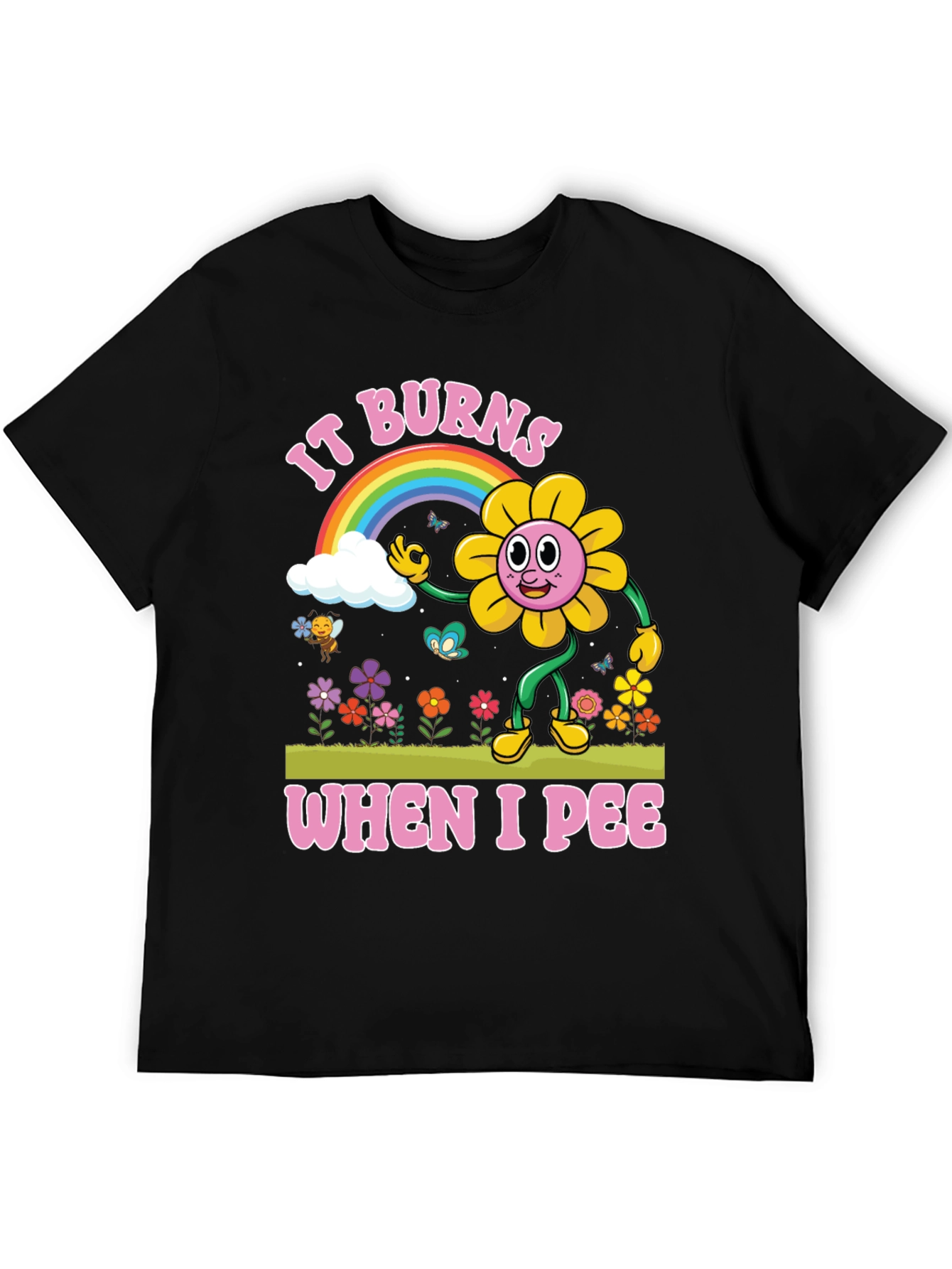 Black It Burns When I Pee Graphic T-Shirt view 5
