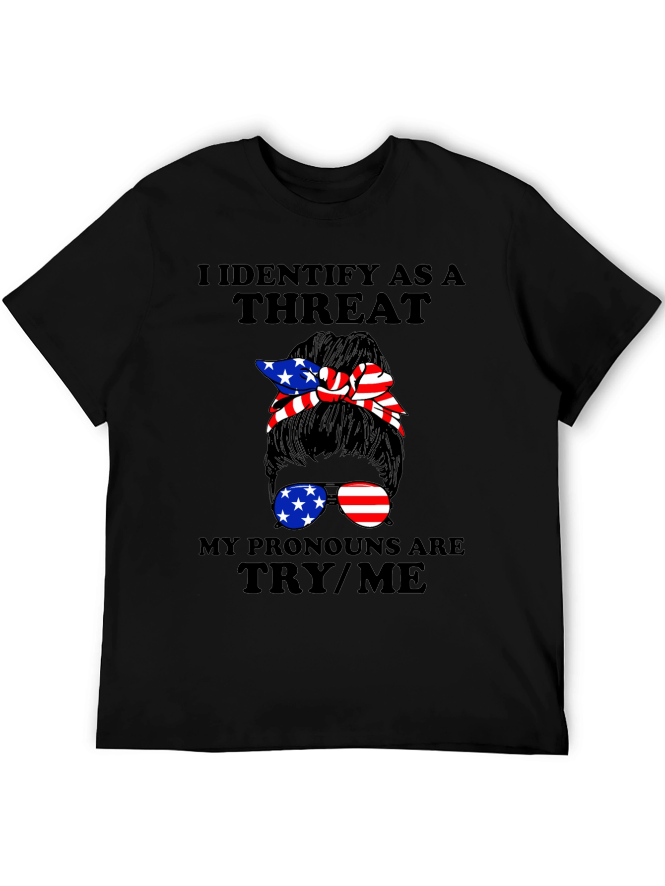 Black I Identify As A Threat Graphic Tee view 5