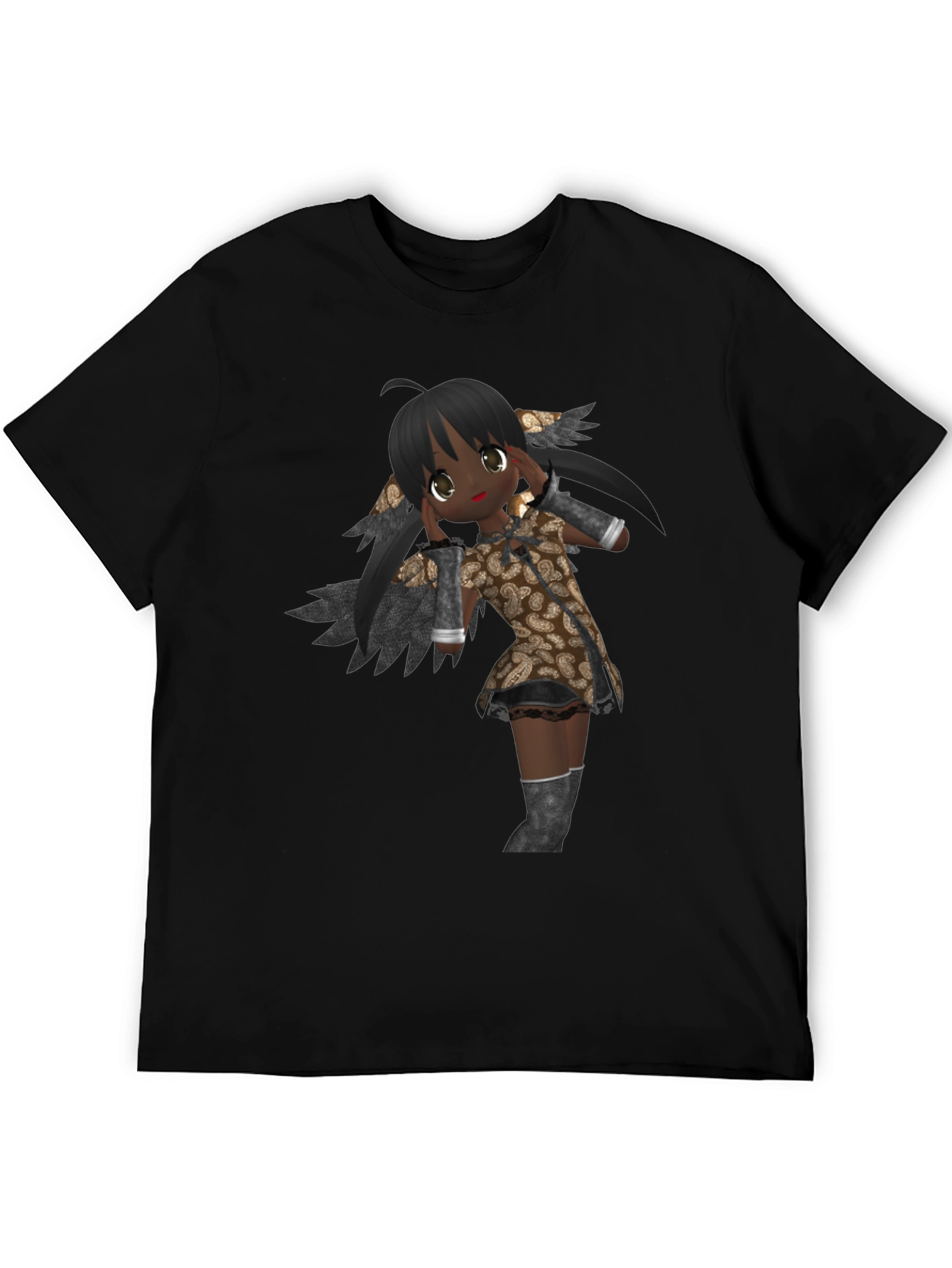 Black Anime Graphic Print Black T-Shirt view 5