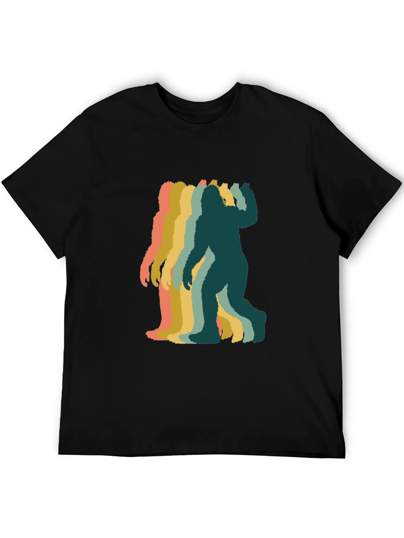 Black Retro Bigfoot Silhouette Graphic T-Shirt - Black view 5