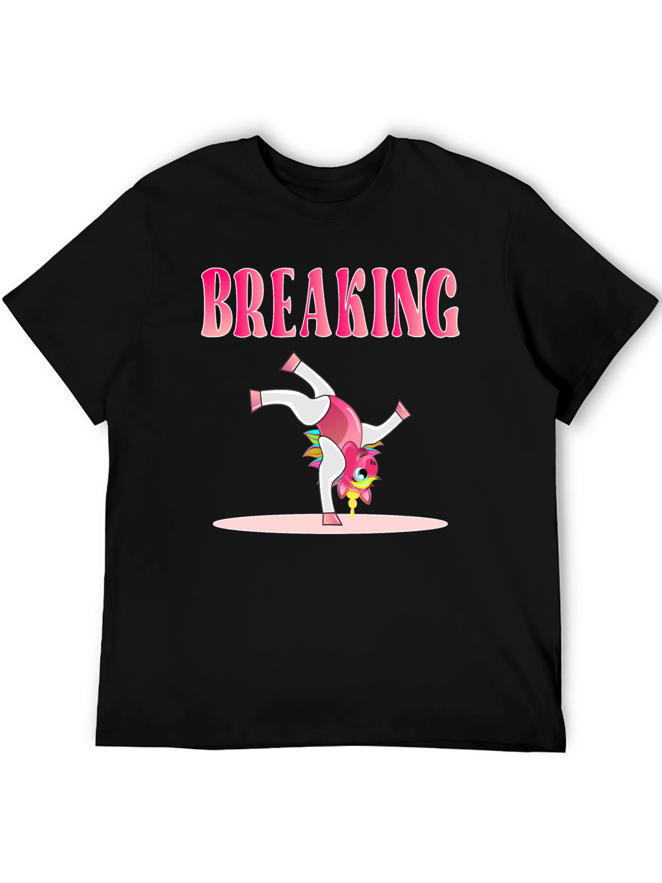 Black Breaking Unicorn Black T-Shirt view 5