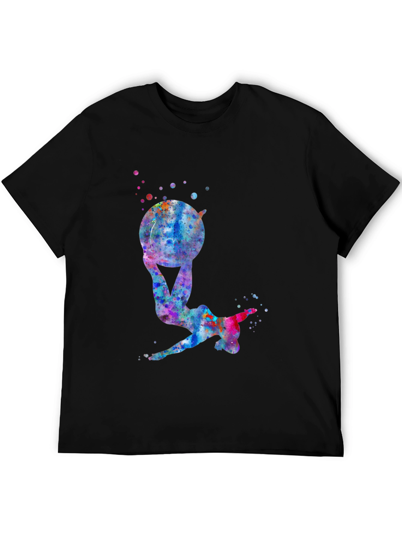 Black Gymnast Watercolor Black T-Shirt view 5
